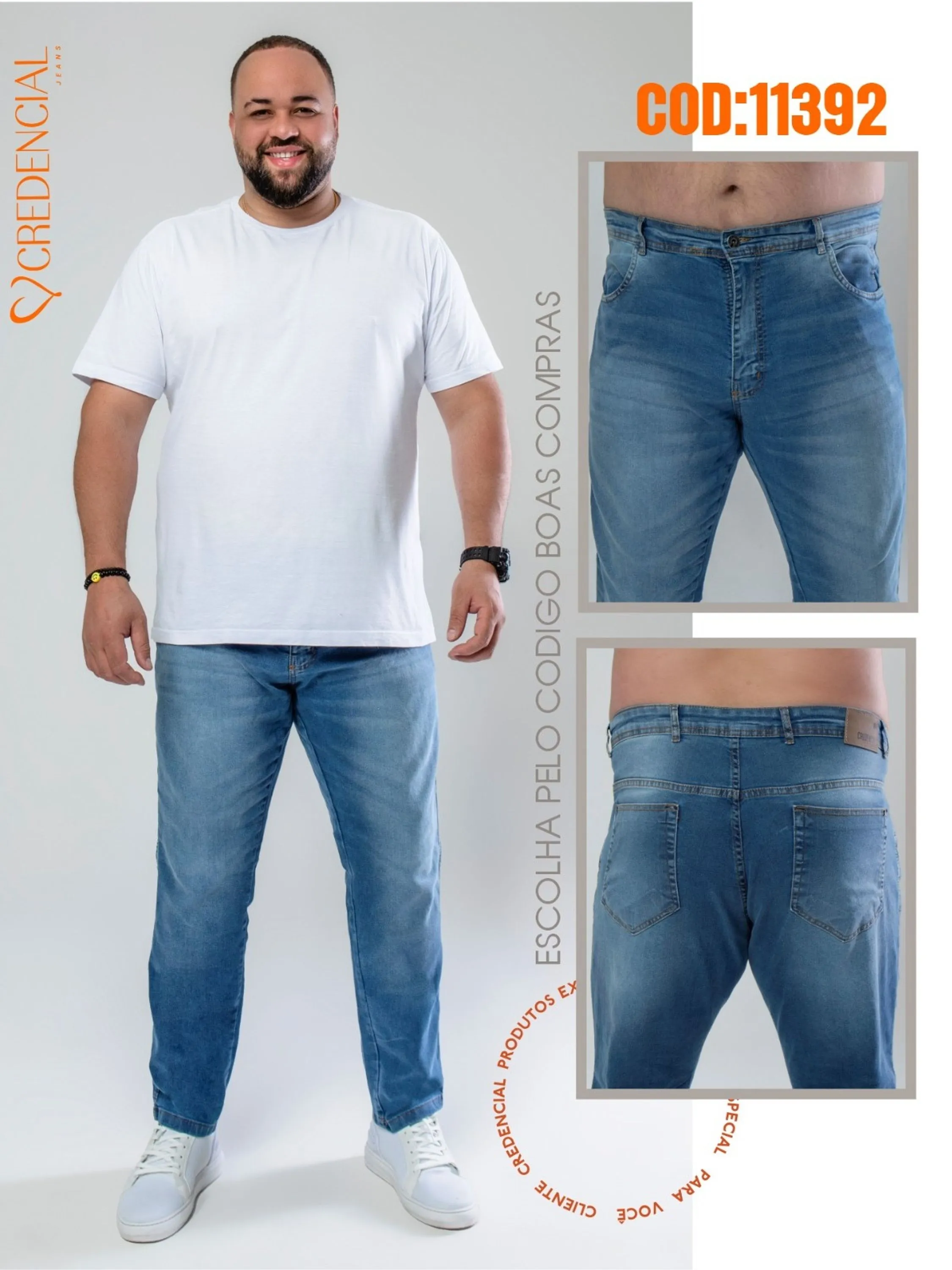 Calça Jeans masculina plus size credencial, tecido da melhor qualidade Premium, modelo exclusivo pra você que é um homem de estilo Granfino, você está adquirindo um produto de Alta qualidade.