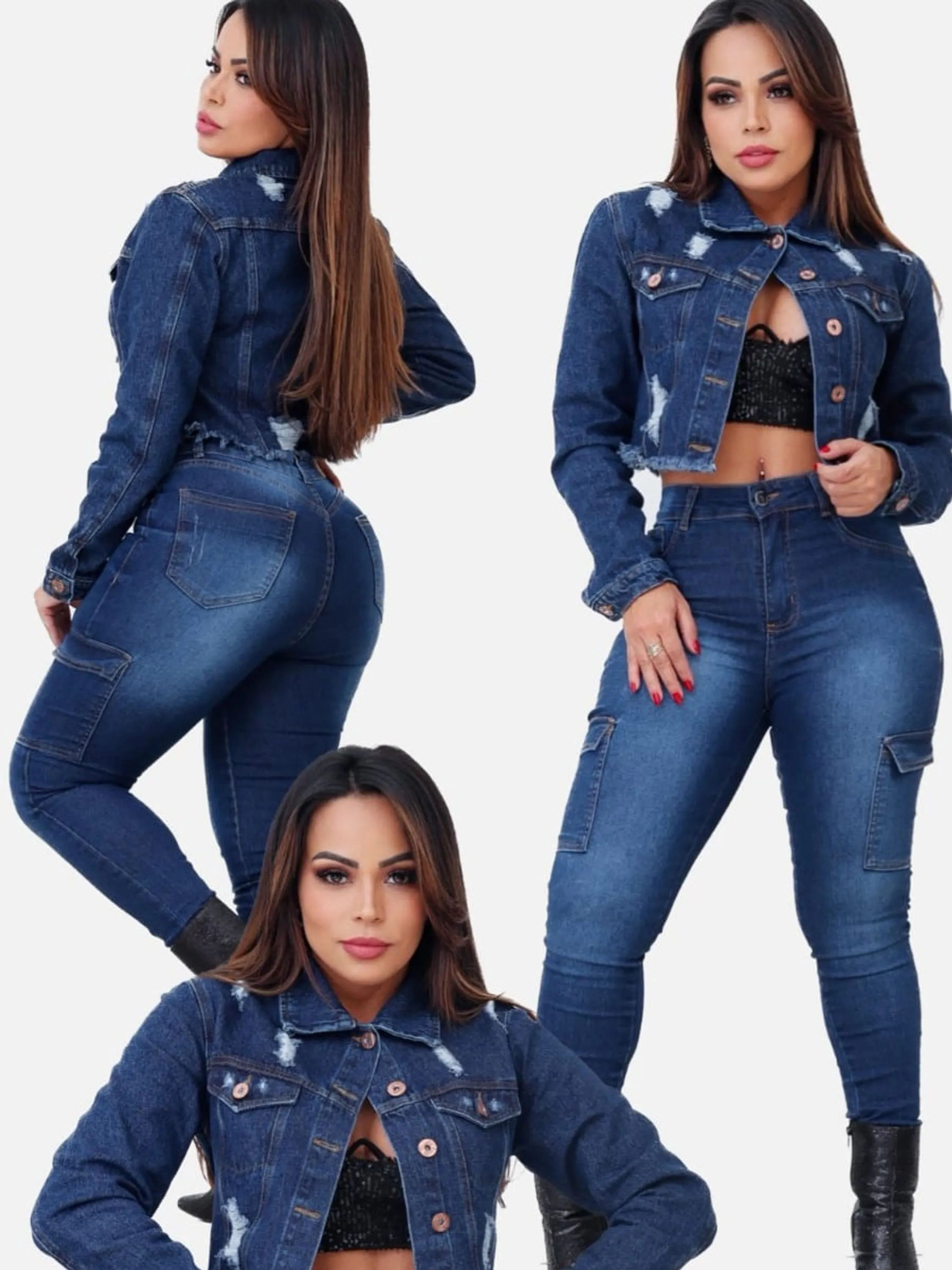 Jaqueta jeans destroyer modelo curto  Premium super estilosa.