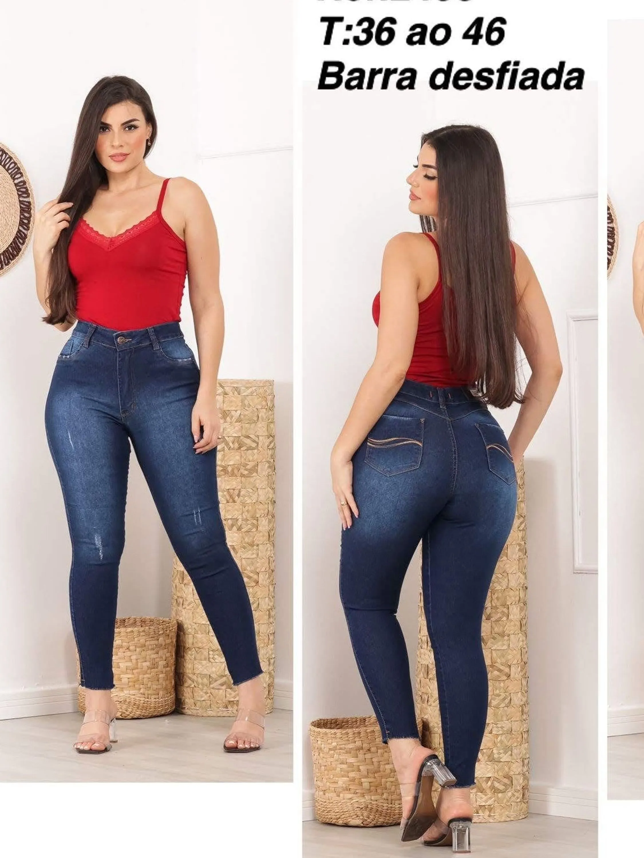 Calça jeans feminina modelo Skinny Barra desfiada, disponível do 36 ao 46,o melhor Jeans do Mundo é aqui !!!