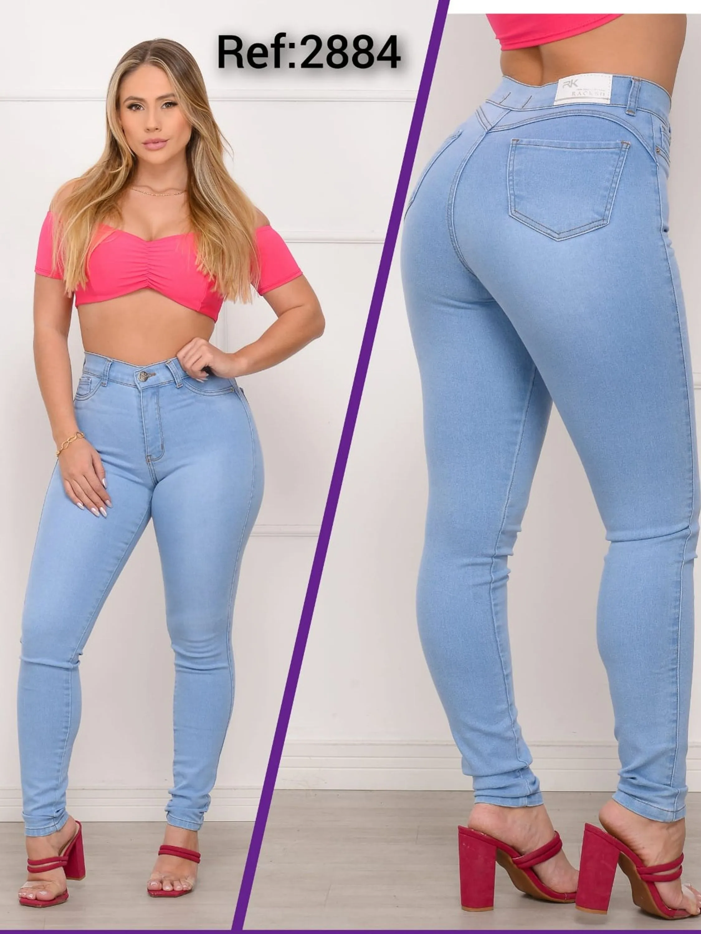 Calça jeans feminina Skinny tonalidade clara ,delave tamanhos do 36 ao 46