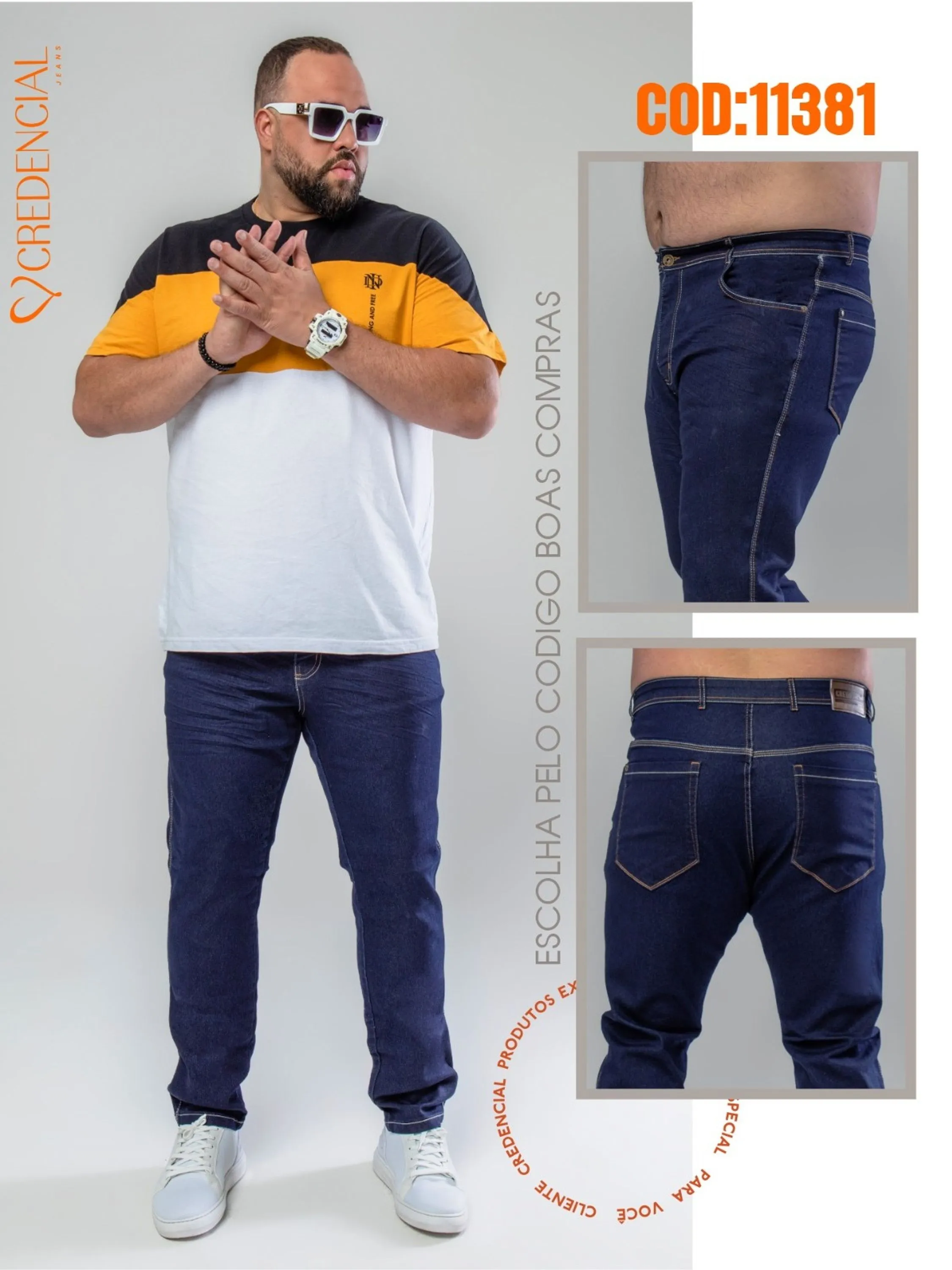 Calça Jeans masculina plus size credencial, tecido da melhor qualidade , modelo exclusivo pra você que é um homem de estilo Granfino, você está adquirindo um produto de Alta qualidade.