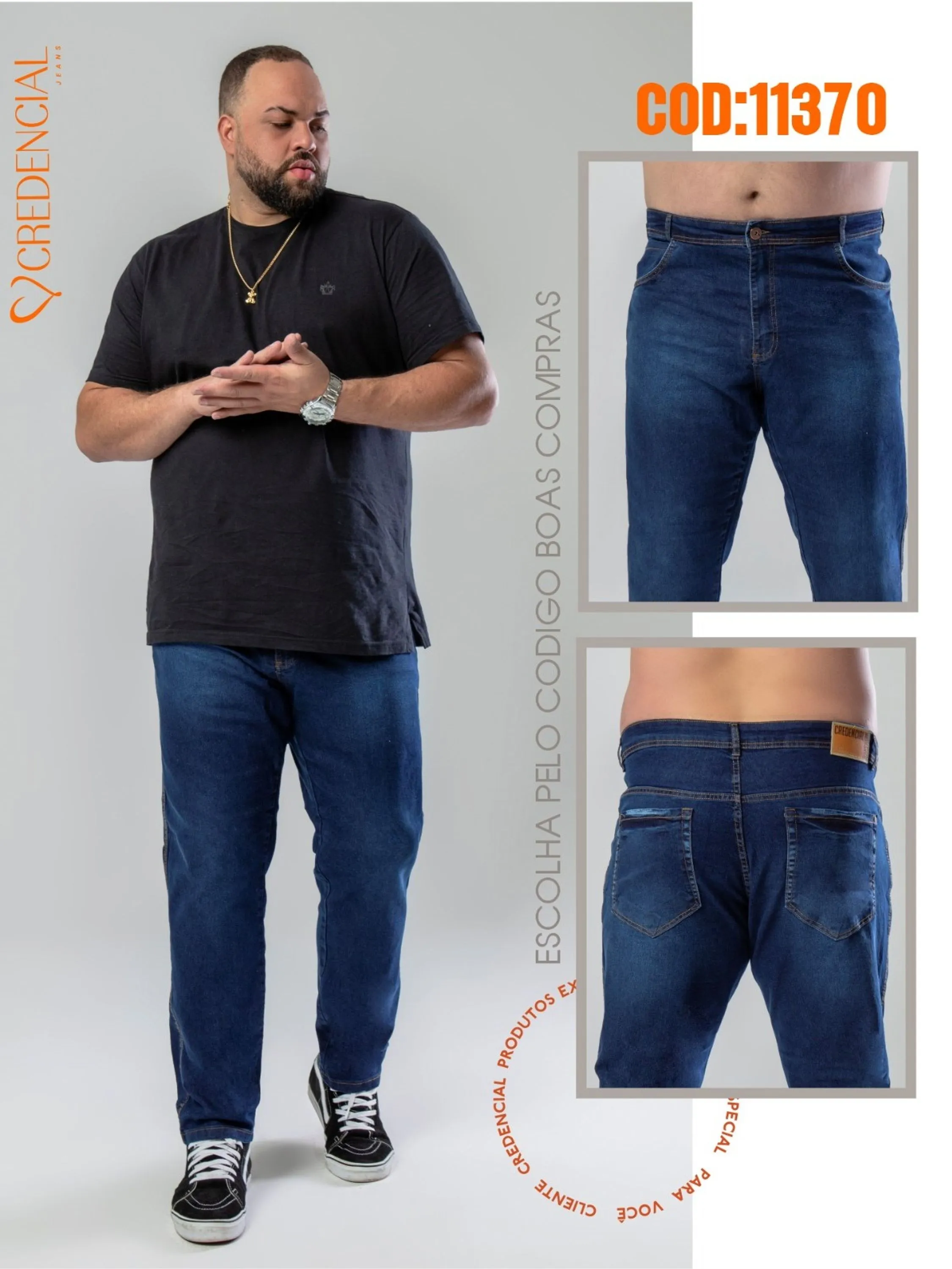 Calça Jeans masculina plus size credencial, tecido da melhor qualidade , modelo exclusivo pra você que é um homem de estilo Granfino, você está adquirindo um produto de Alta qualidade.