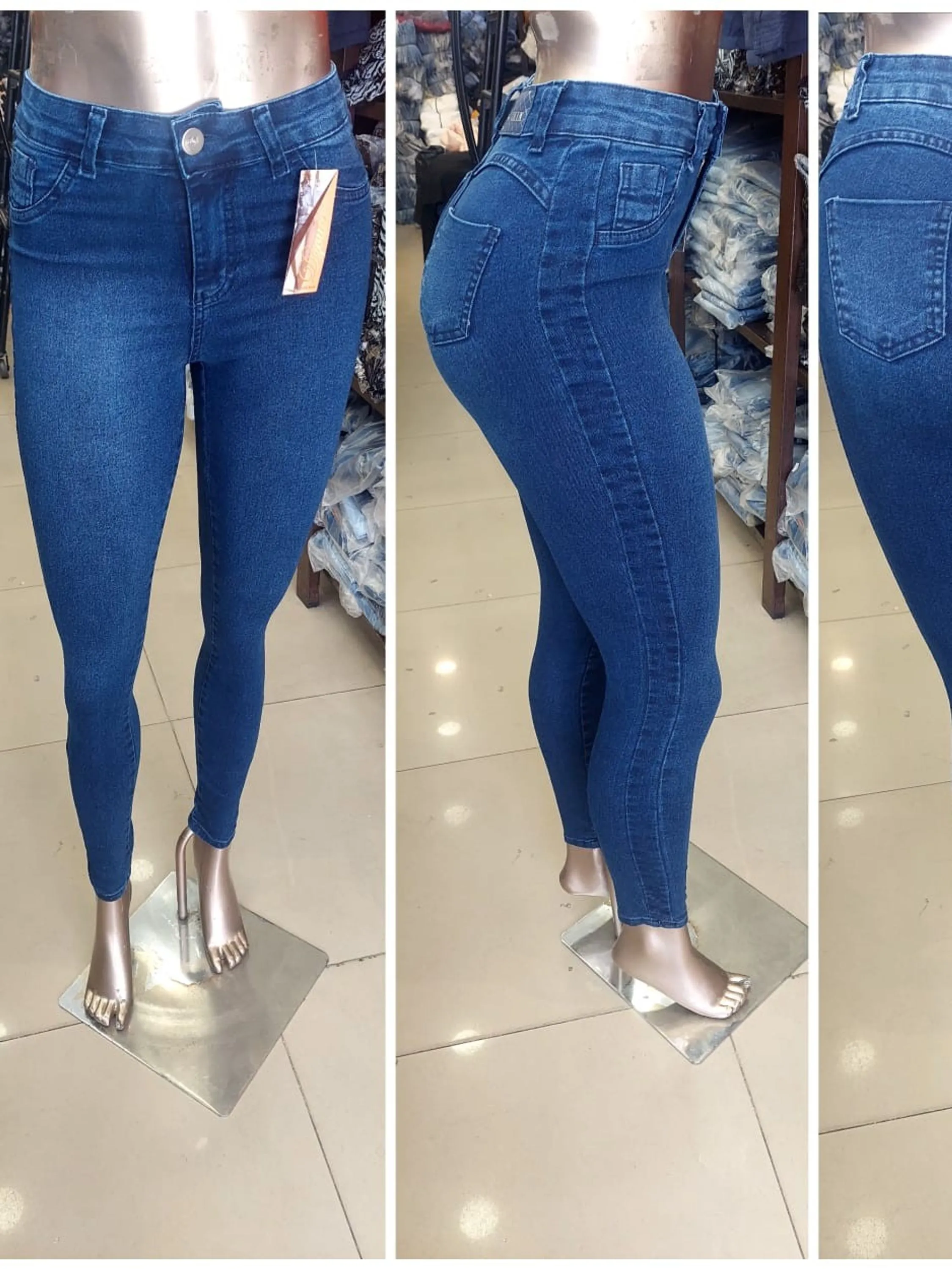 Calça jeans   feminina Skinny tonalidade escura