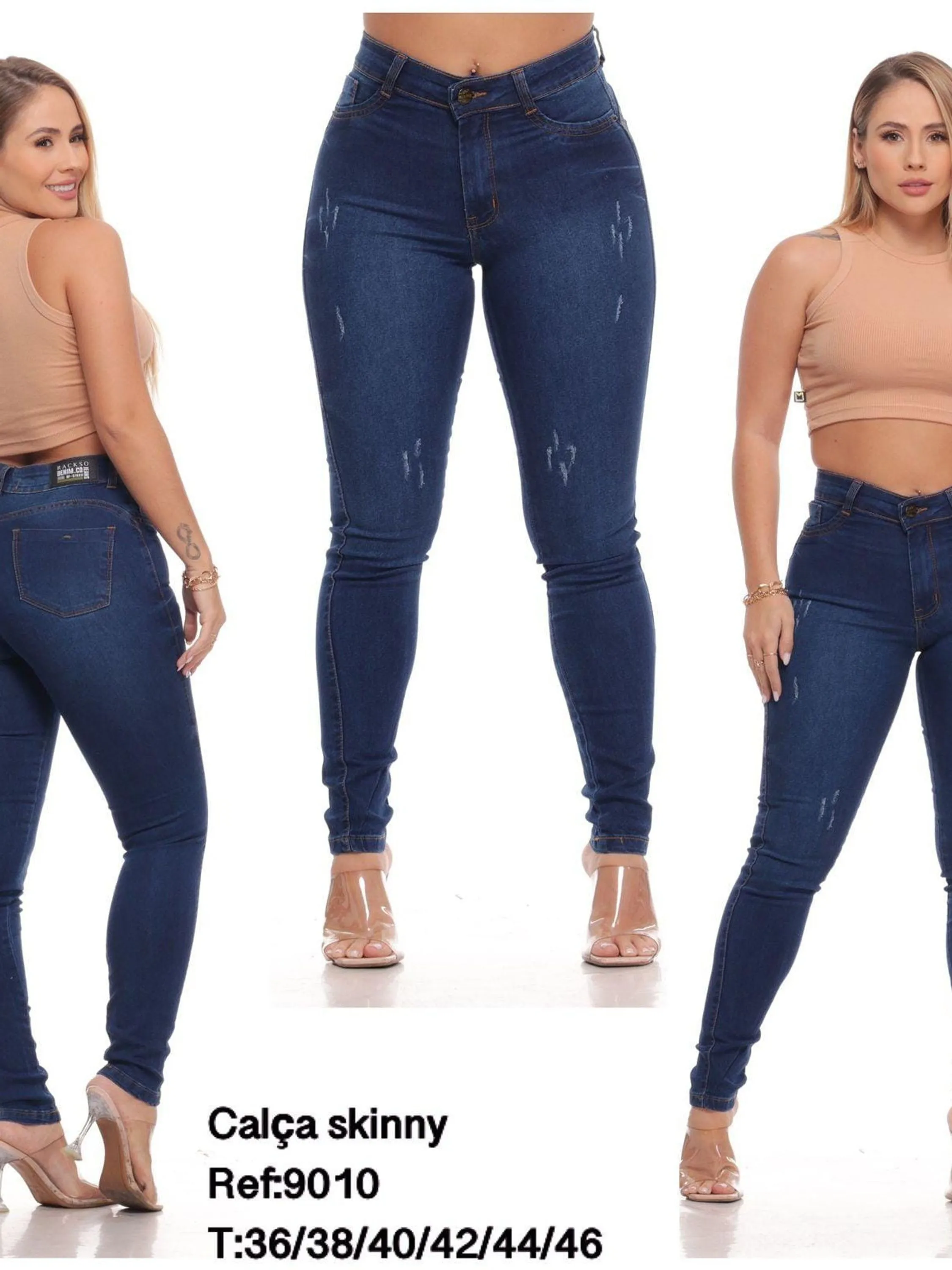 Calça jeans feminina Skinny tonalidade média