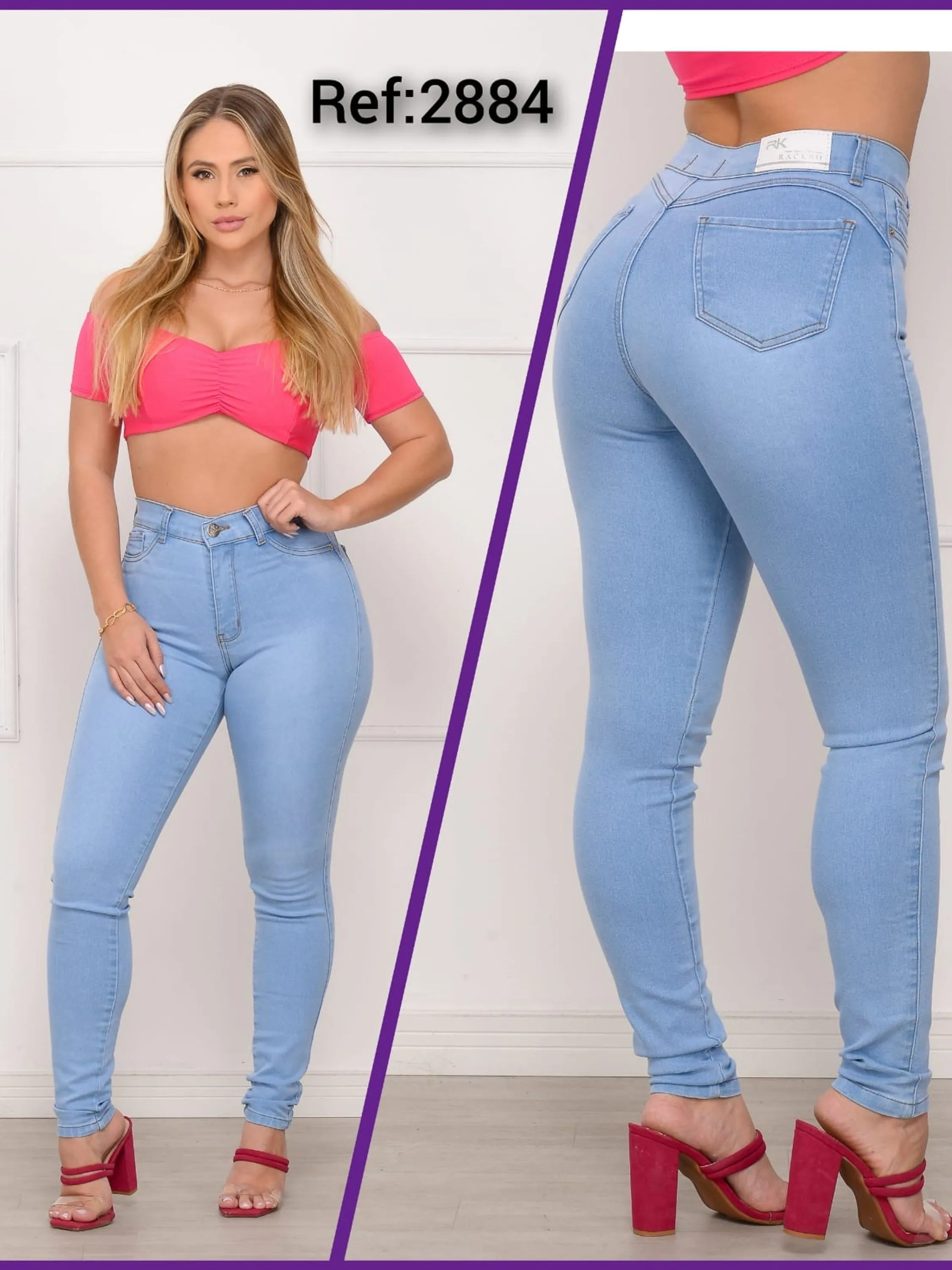 Calça jeans feminina Skinny tonalidade clara