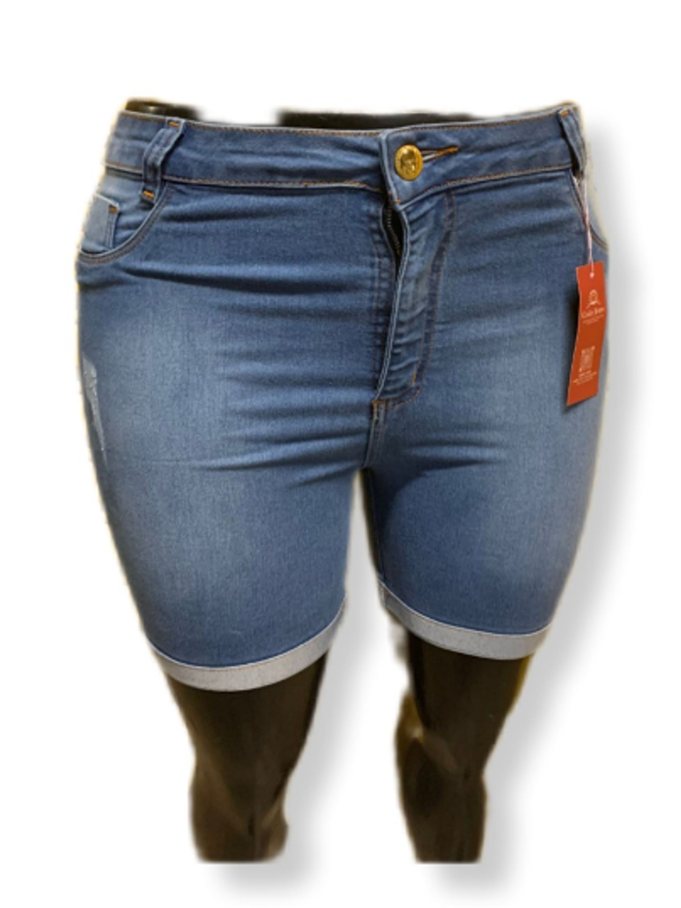 Bermuda Jeans Barrinha Plus Size Elastano Ref.8520