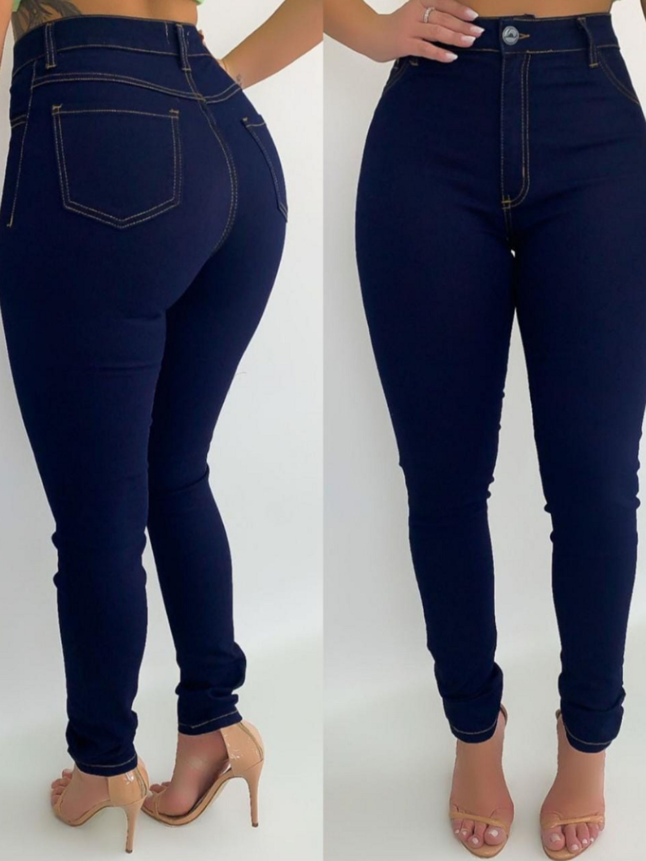 Calça Carbono Jeans com Laycra cintura alta