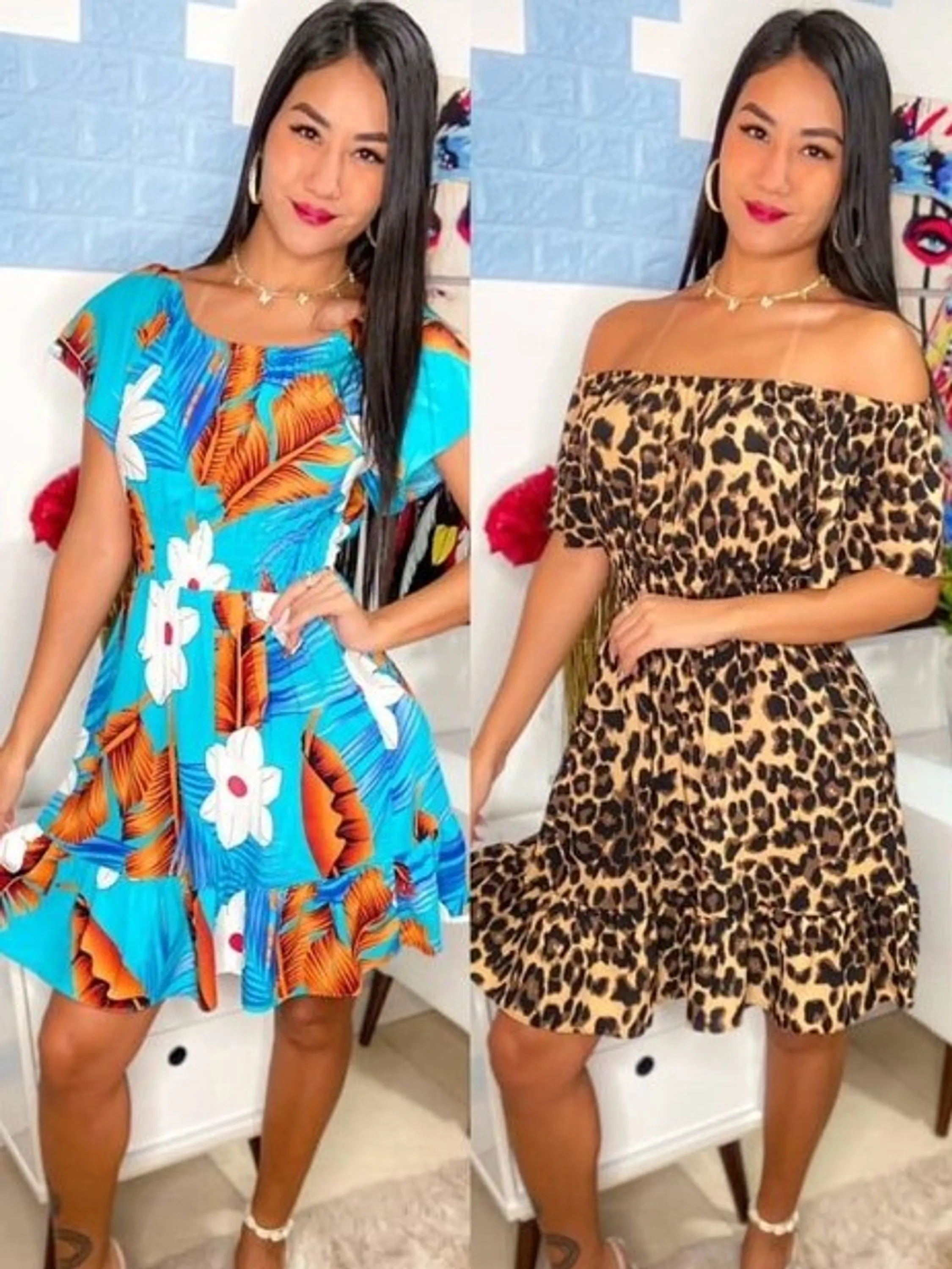 Vestido Ciganinha Lastex Estampado em Viscolinho Ref 96266