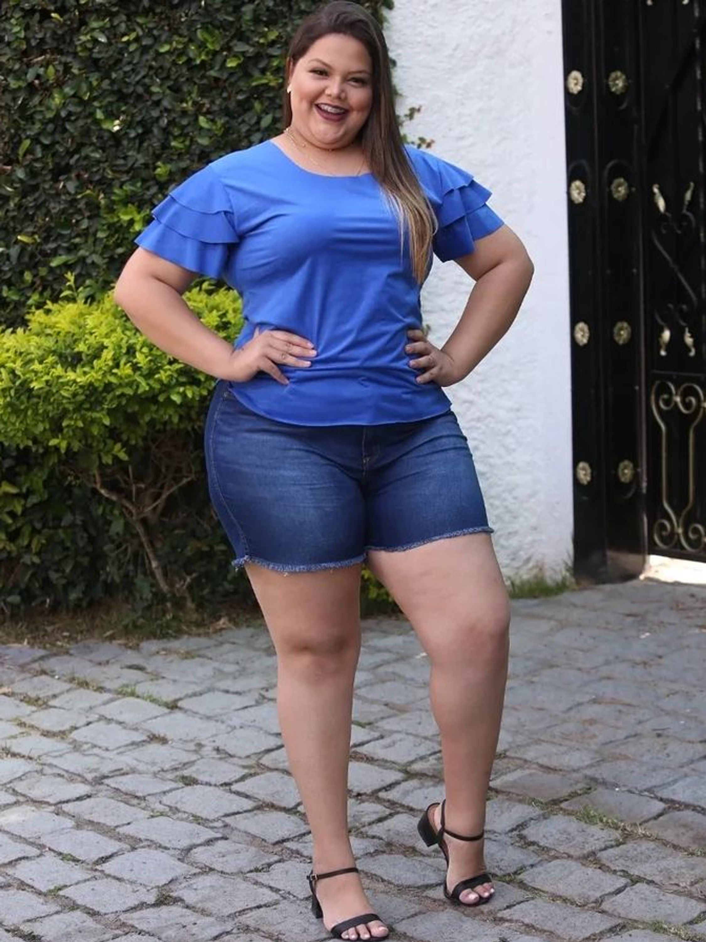 Blusa Plus Size Manga Três Marias em Suede