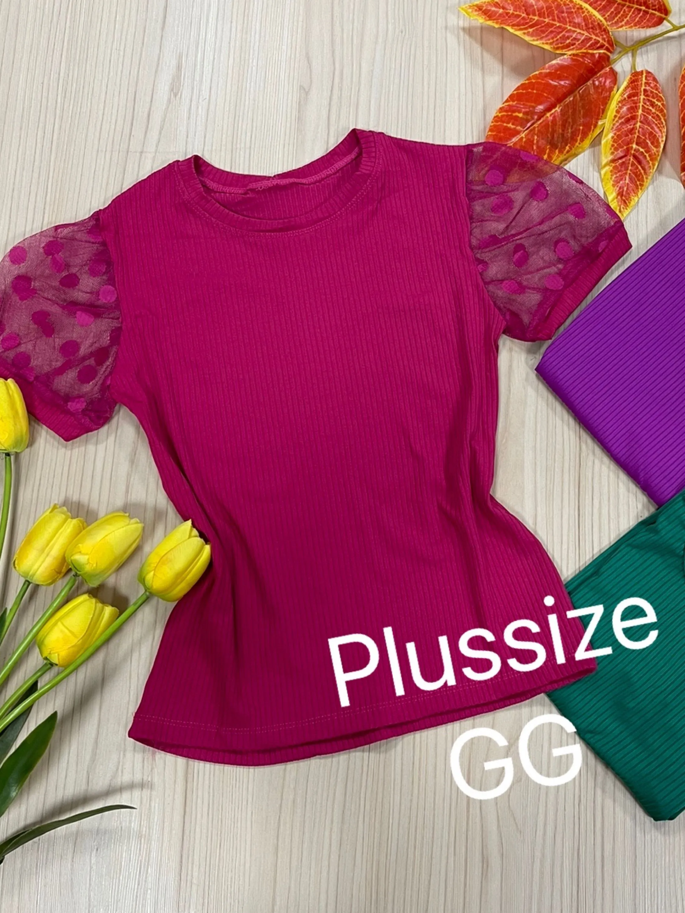 Plussize tamanho GG Blusa canelada estica Maya modas