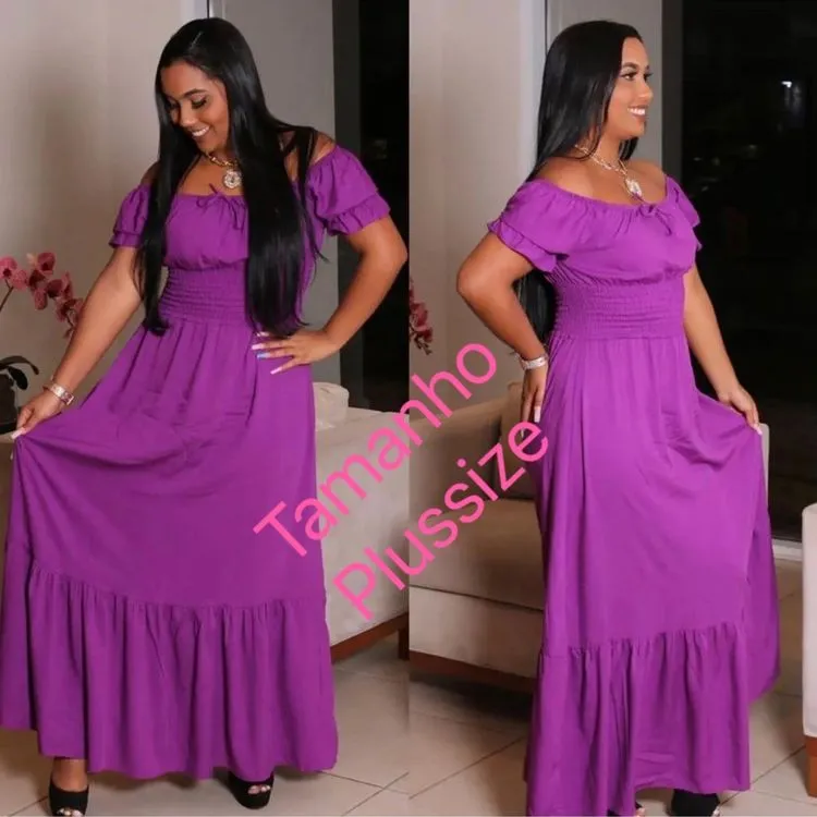 Plussize Vestido longo com bojo com forro viscolinho Maya modas