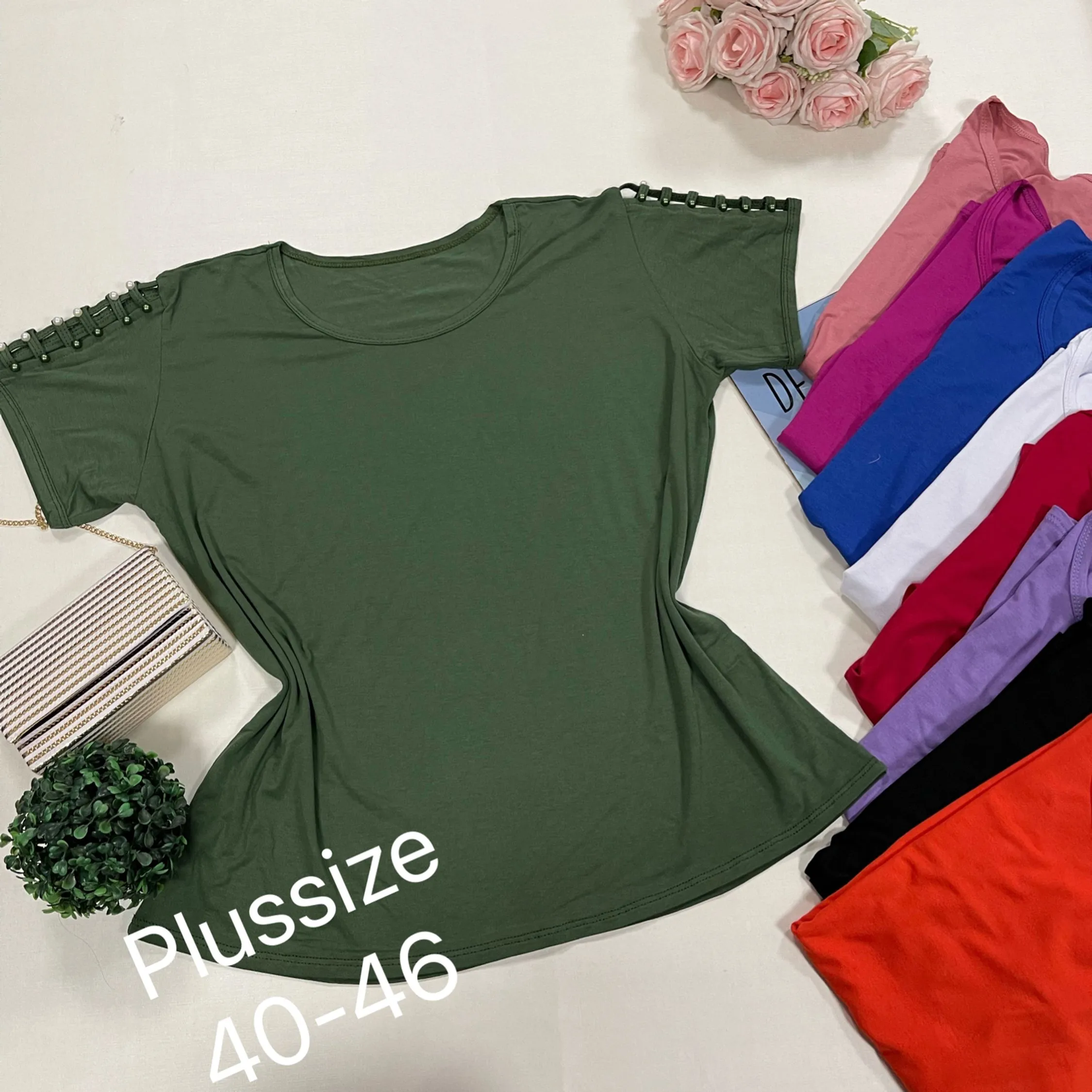 Plussize Blusa manga curta tecido viscolycra Maya modas