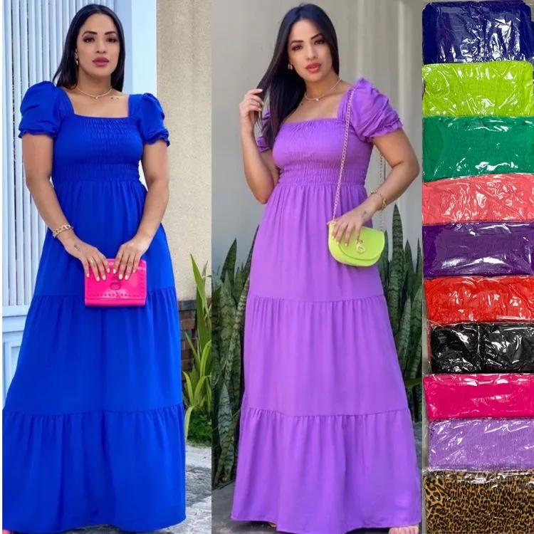 Vestido longo com forro ciganinha Maya modas