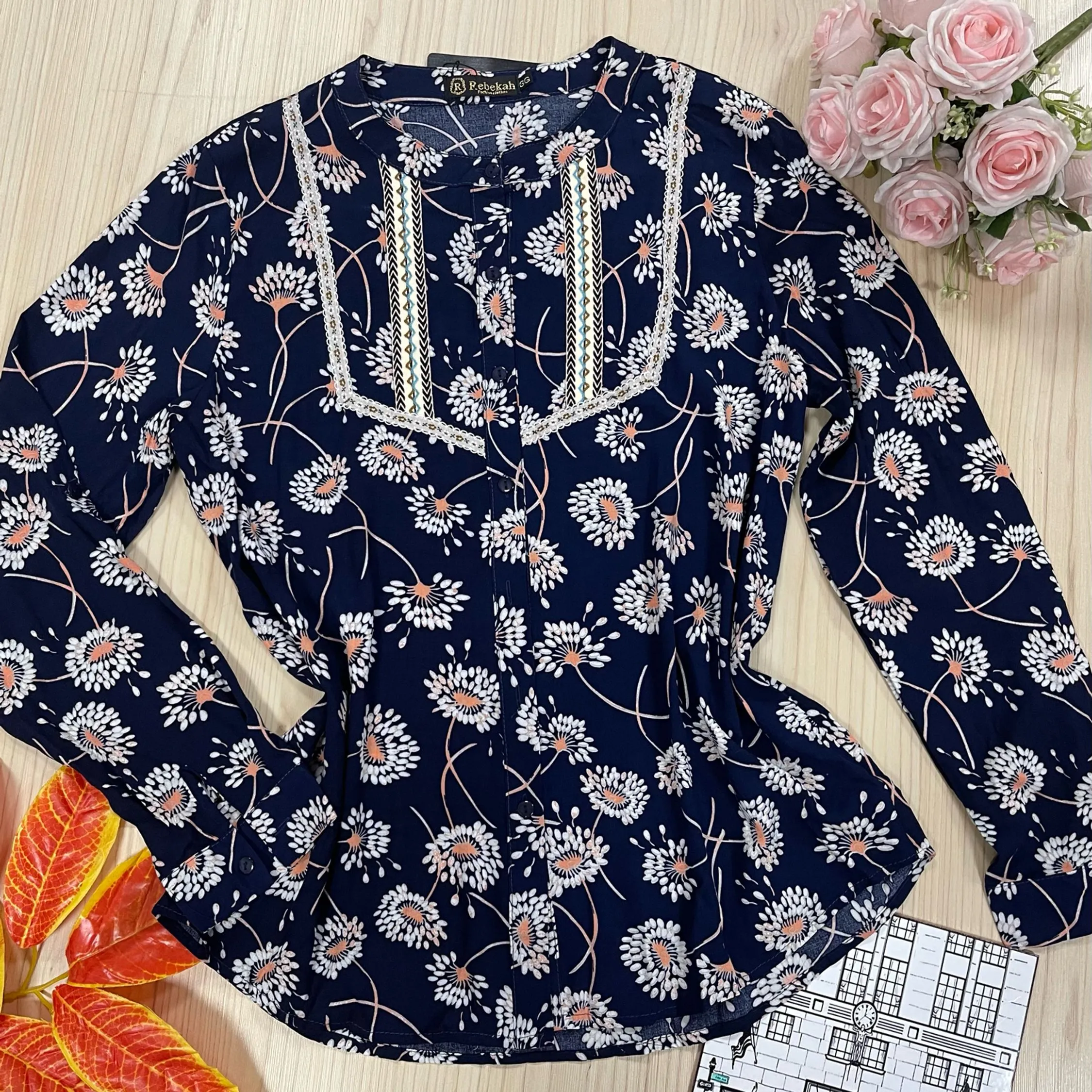 Camisa manga longa tecido viscose Maya Modas