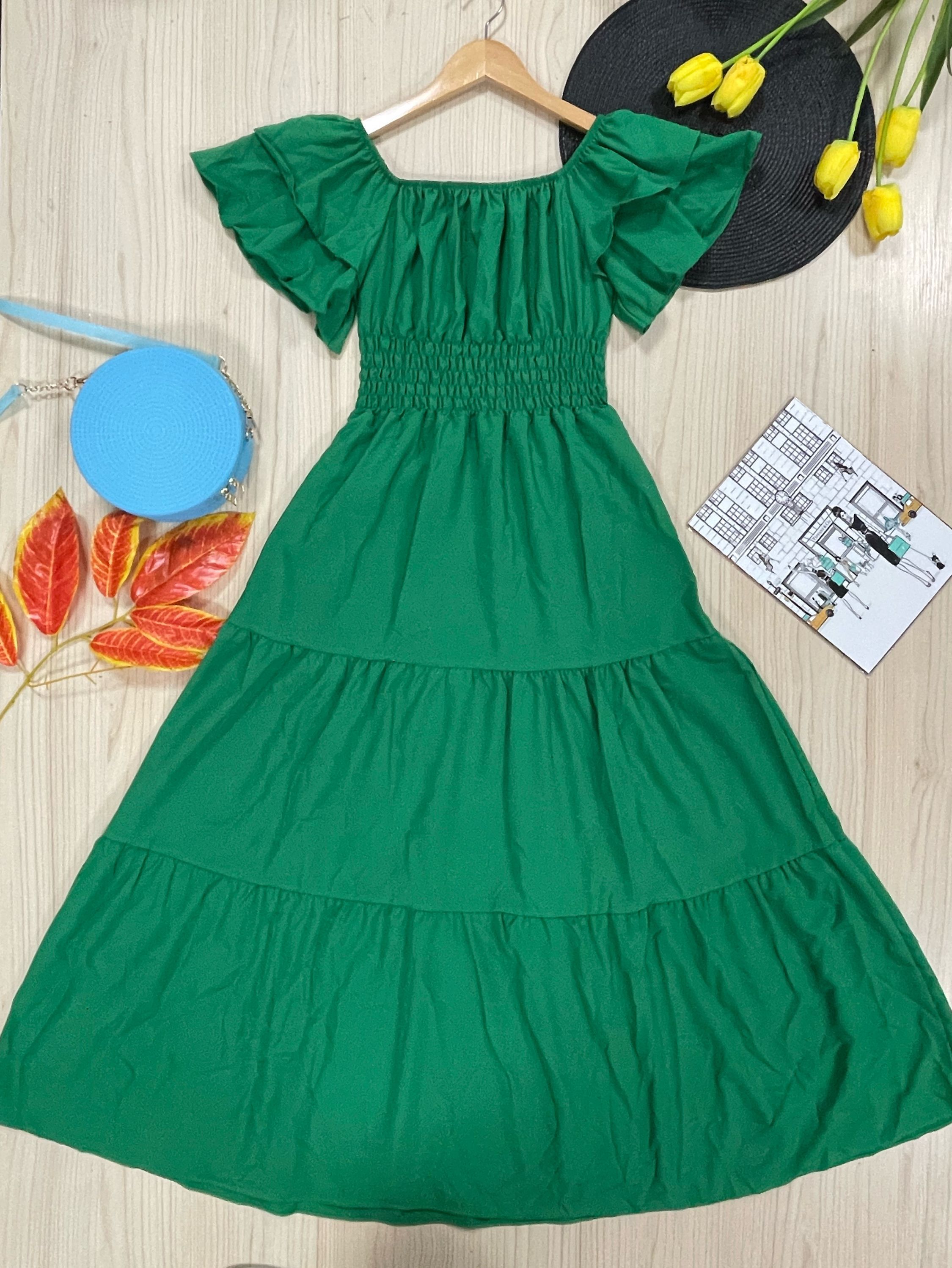 Vestido longo com forro tecido crepinho Maya modas