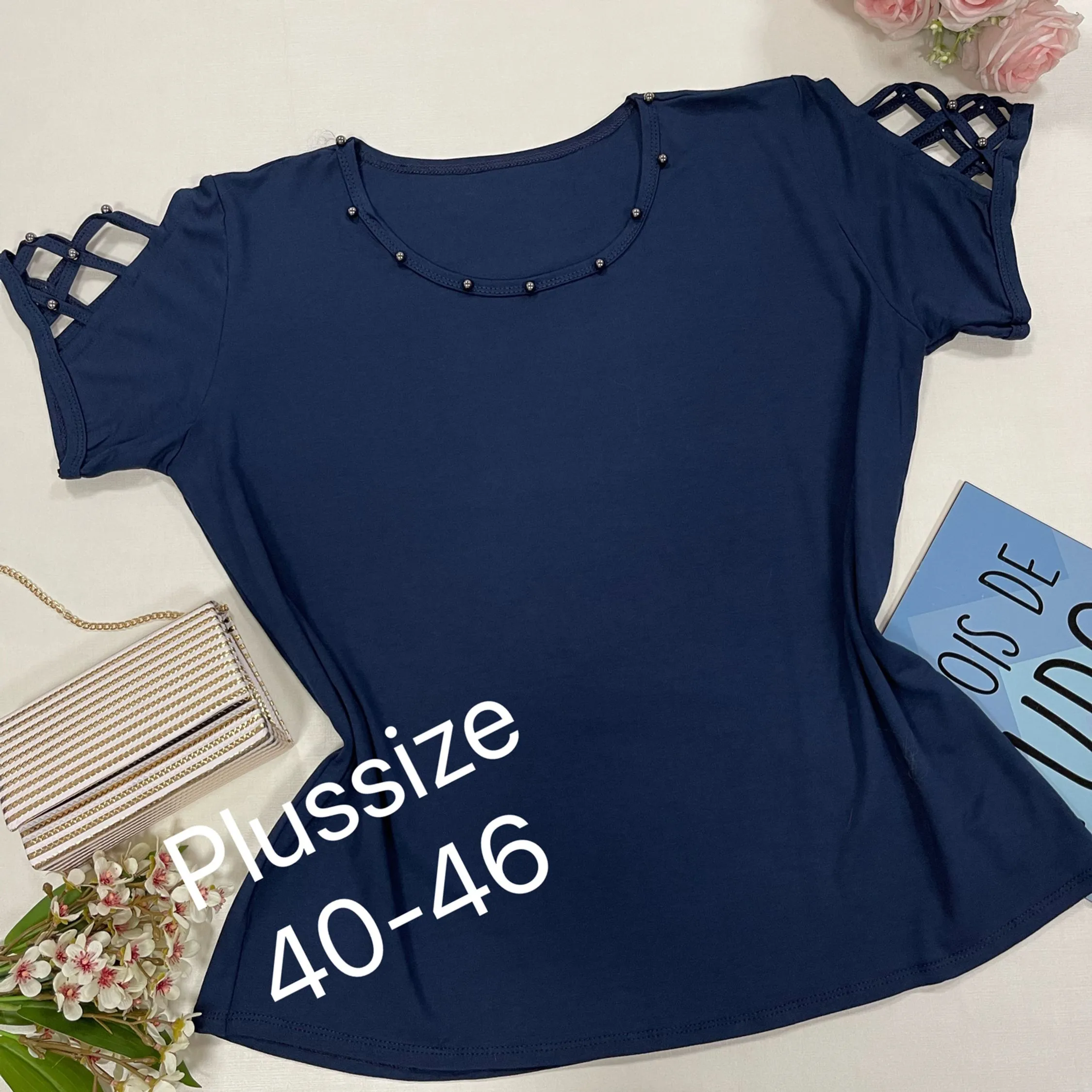 Plussize Blusa manga curta tecido viscolycra estica Maya modas