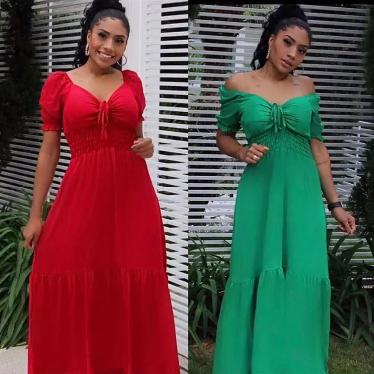 Vestido longo com bojo com forro tecido viscose Maya modas