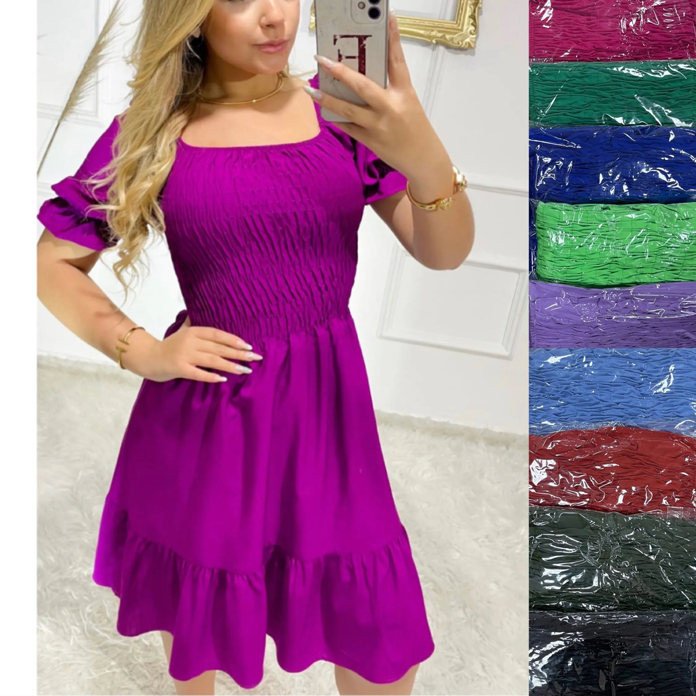 Vestido ciganinha material poliéster com forro Maya modas