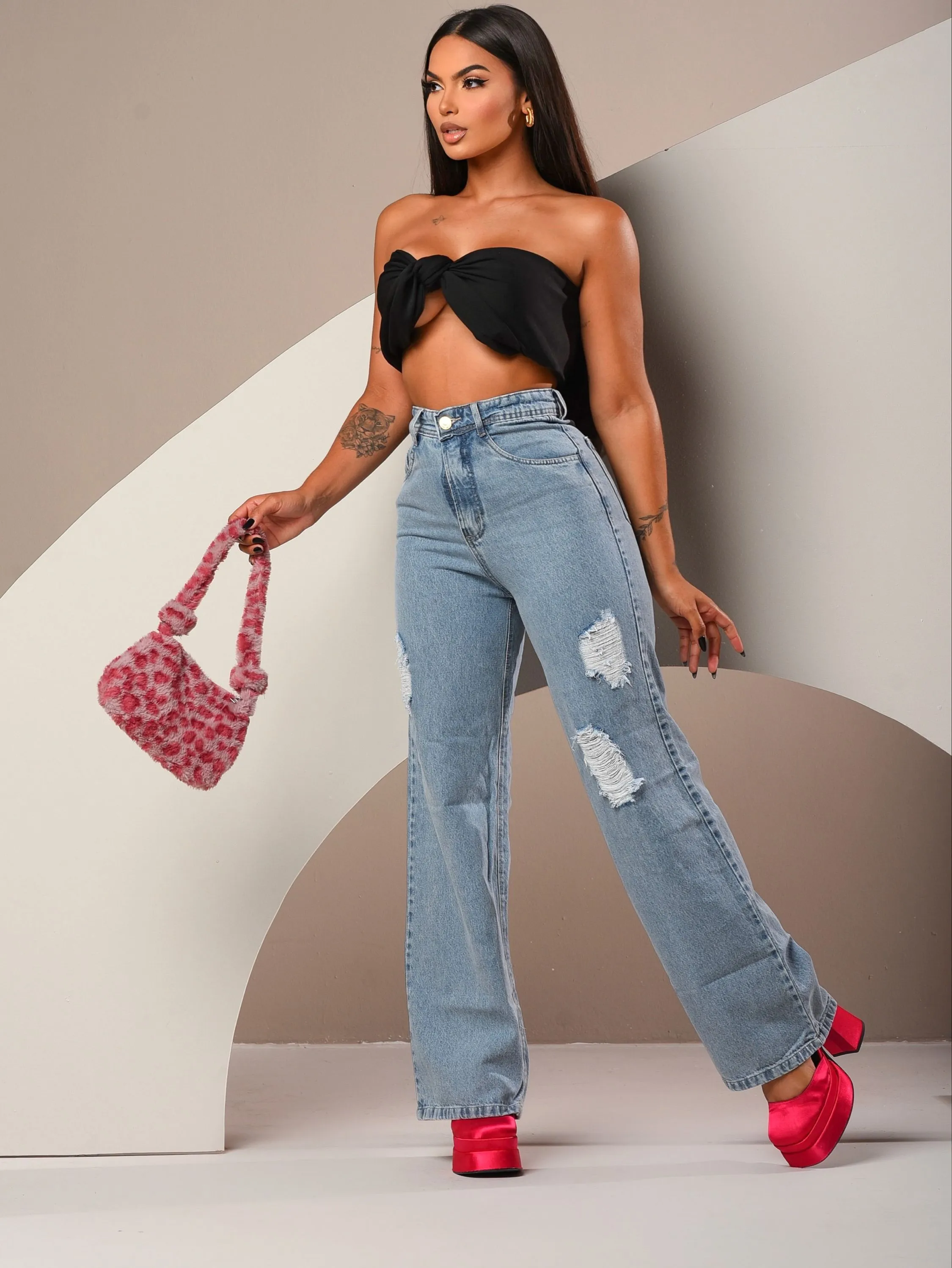 calça wide leg jeans