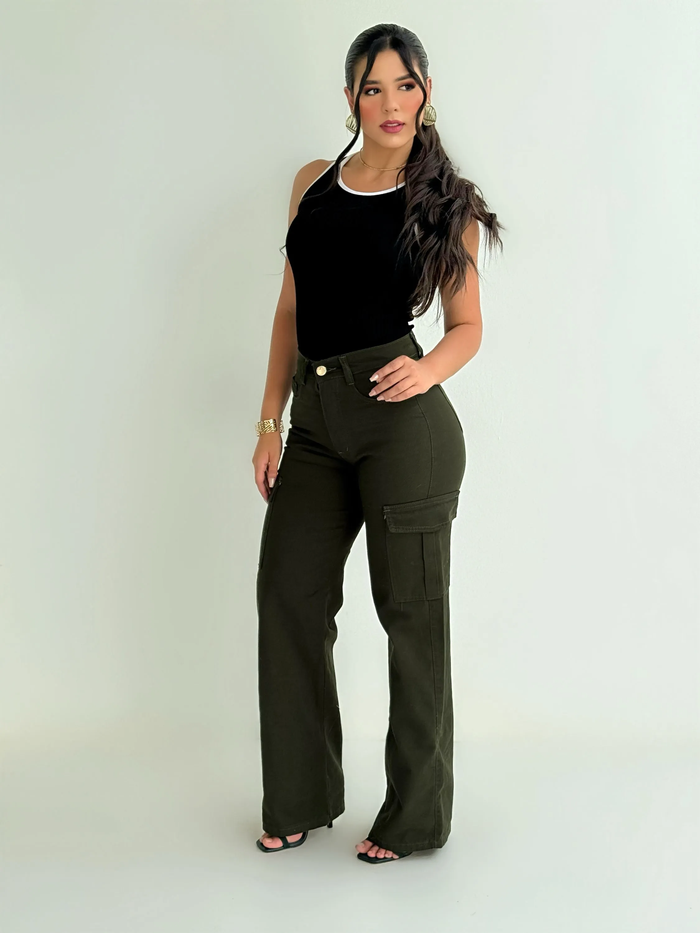 calça cargo verde militar