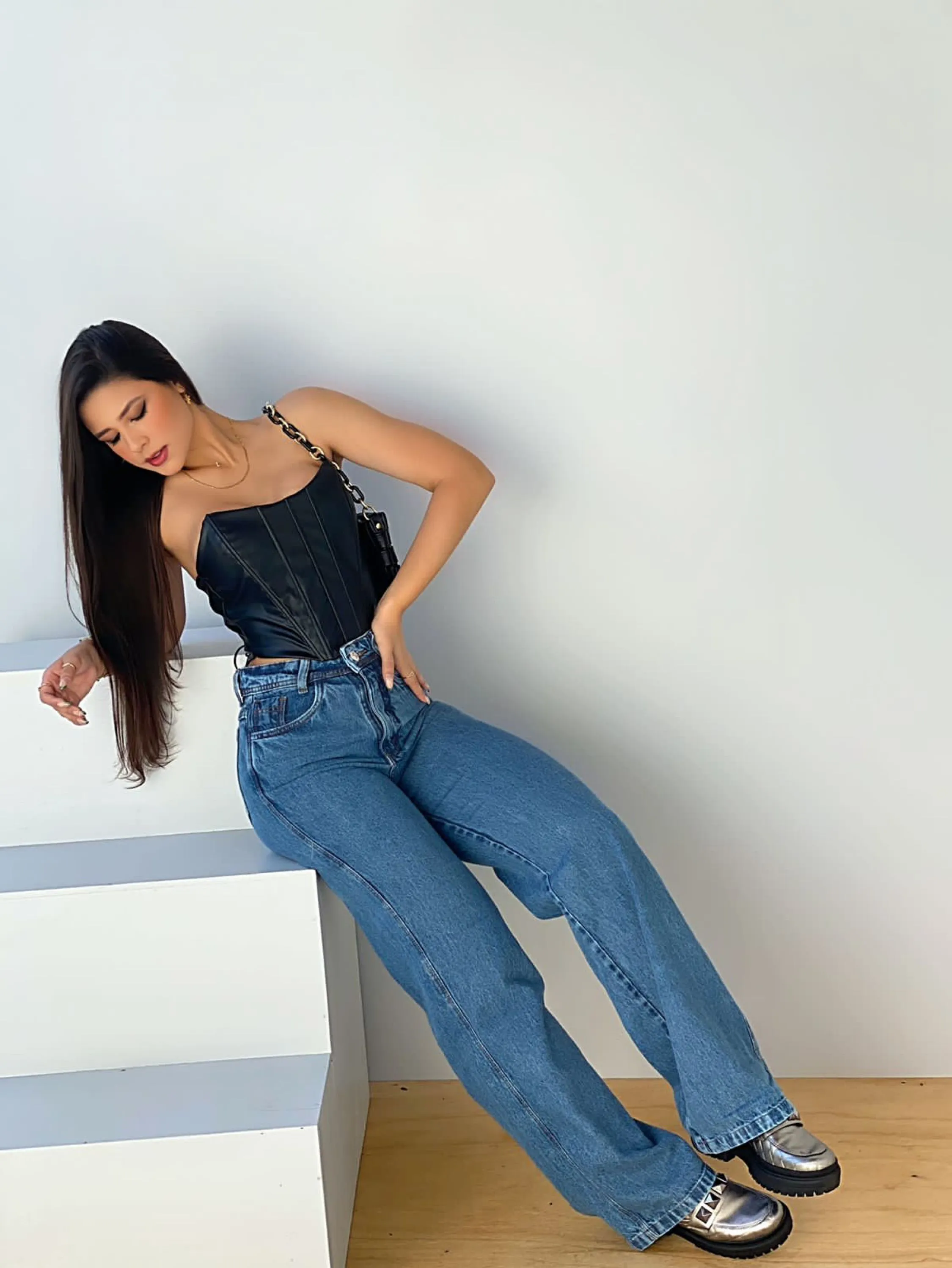 calça wide leg jeans