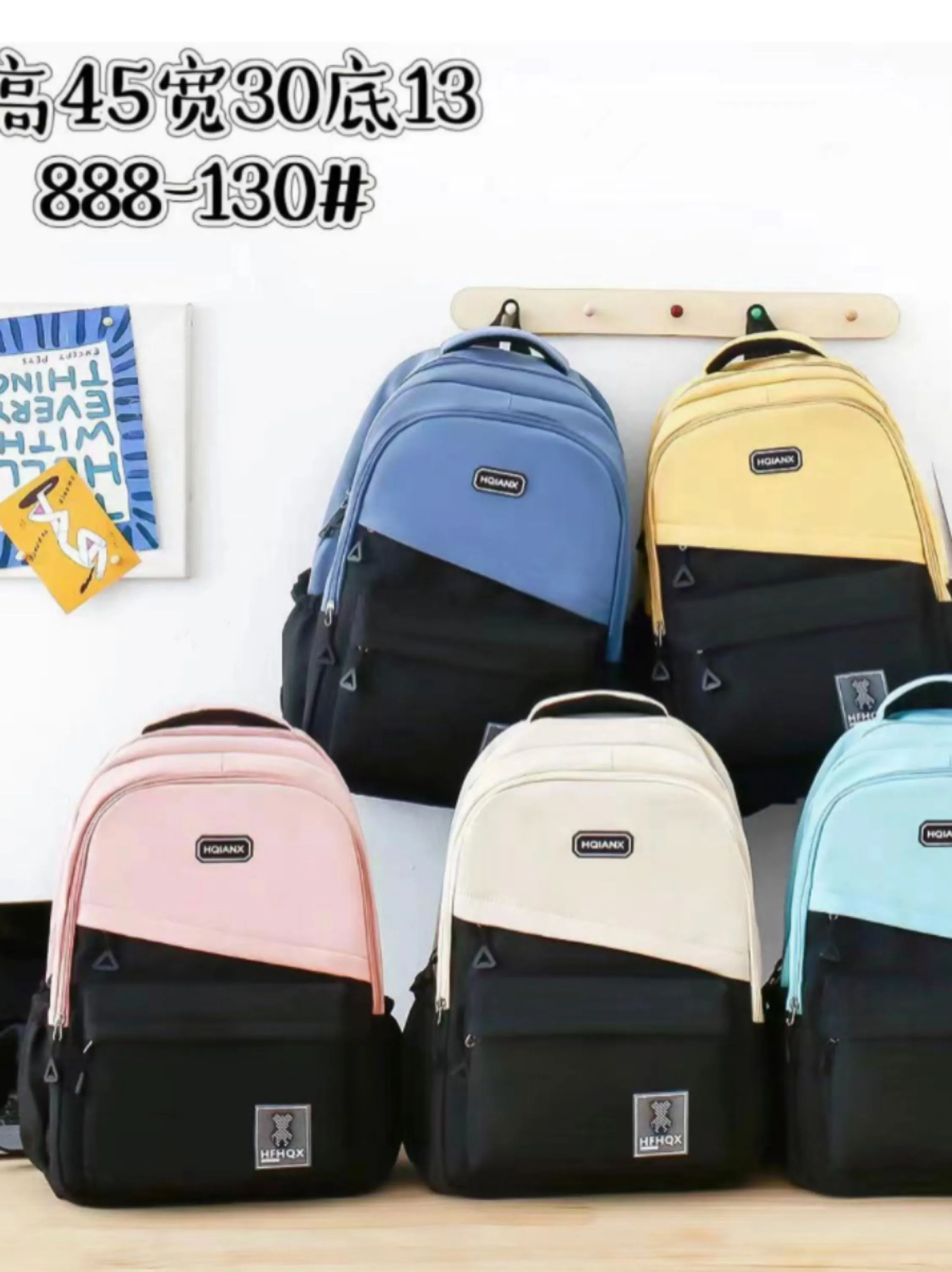 888-130-Mochila Escolar De Grande Capacidade Para Mulheres Estudantes Nylon impermeável