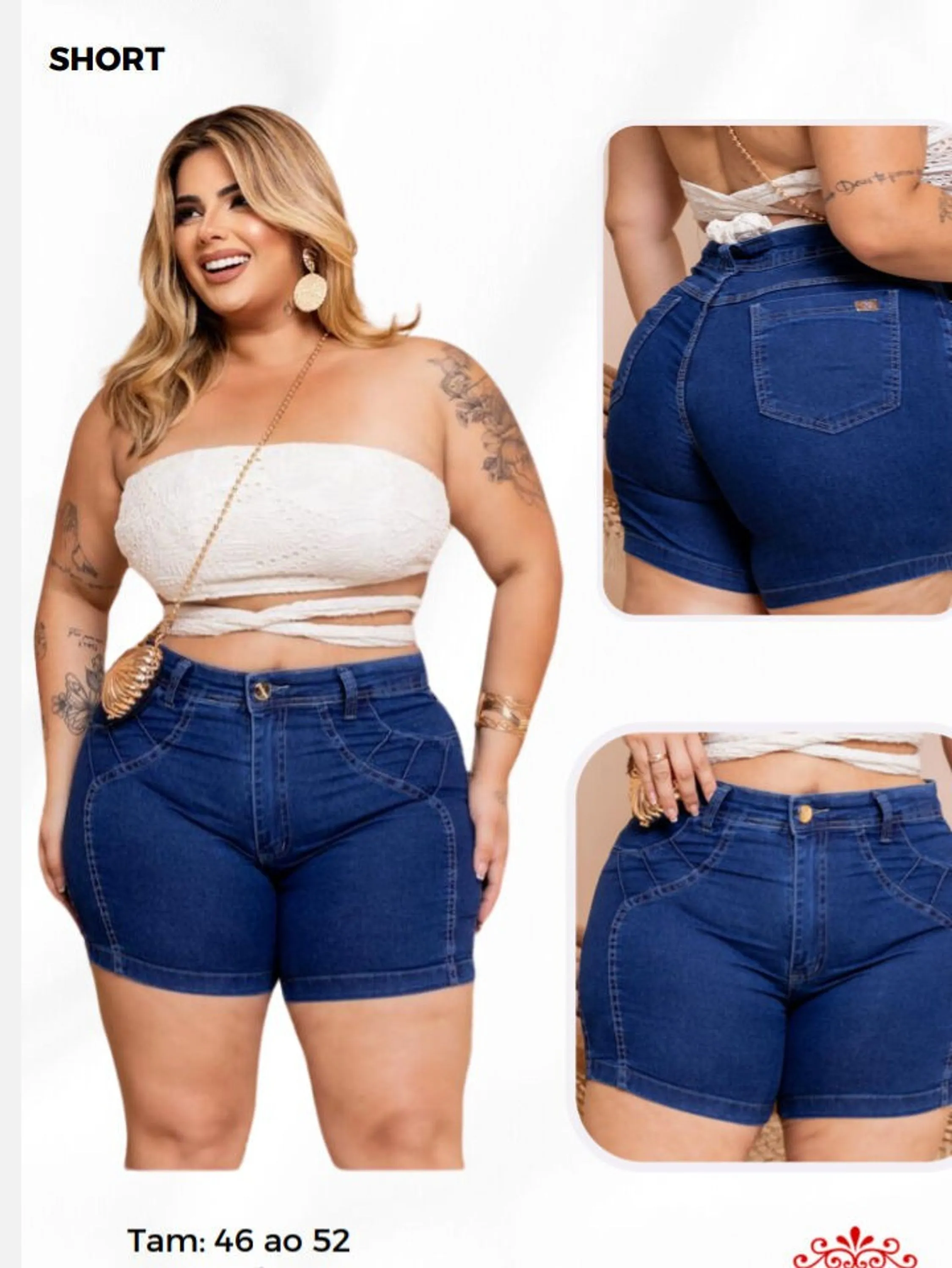 Short PLUS SIZE jeans com Lycra