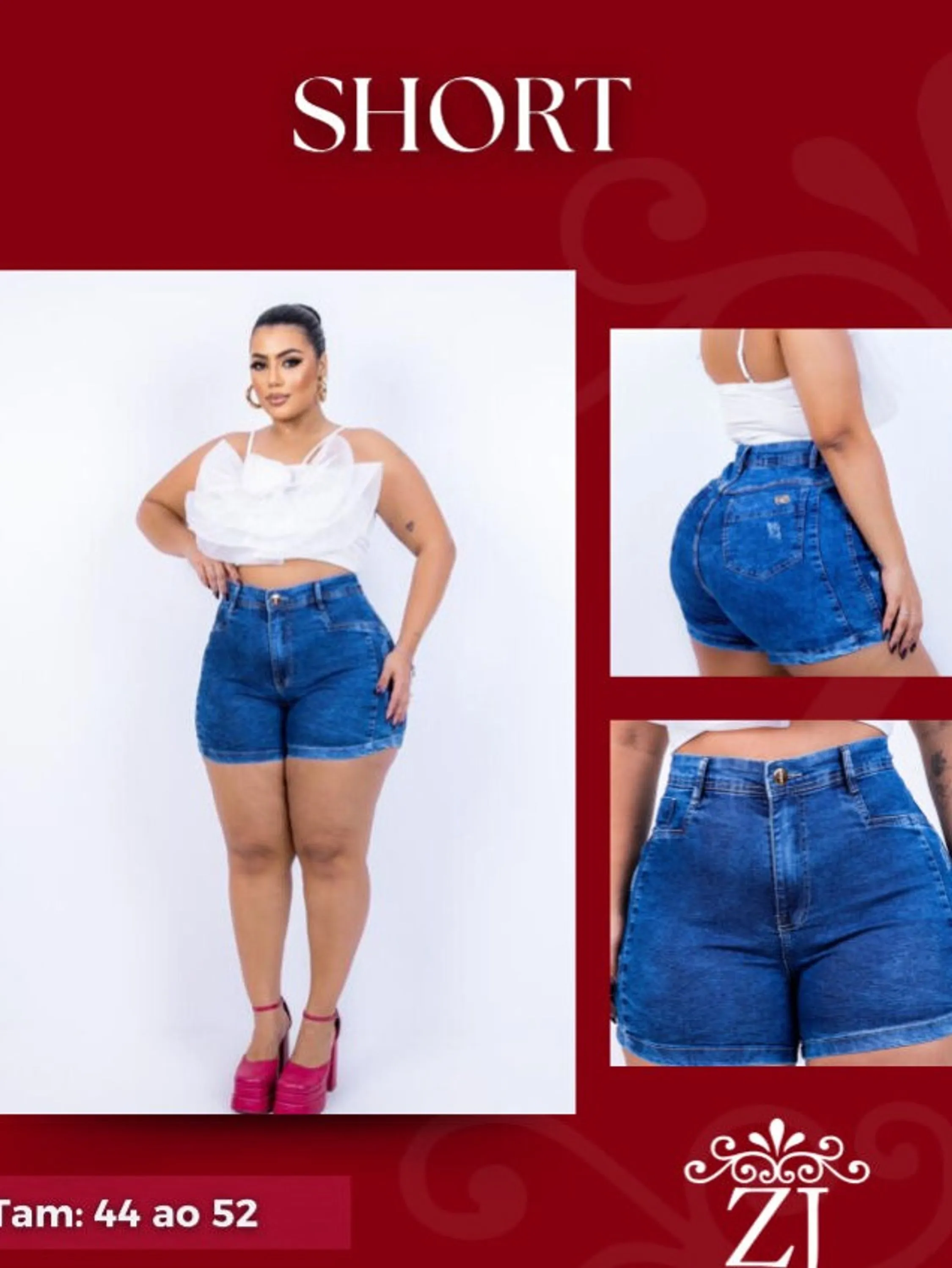 Short PLUS SIZE jeans com Lycra