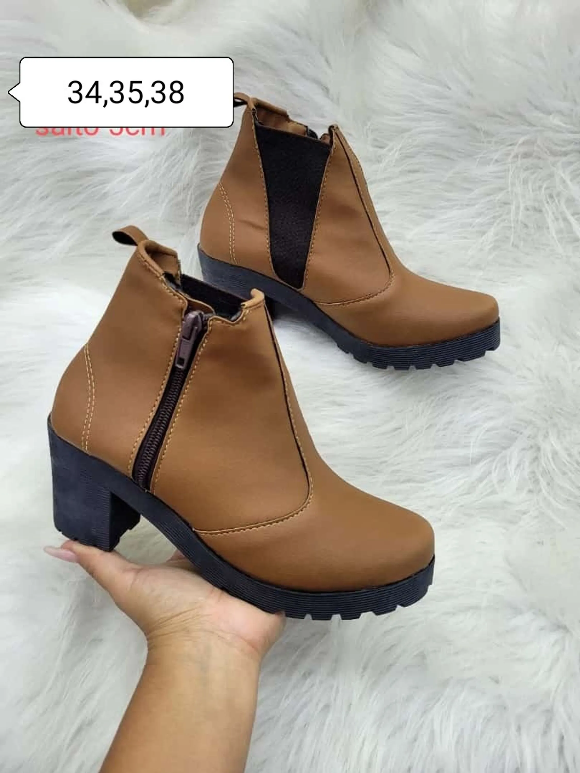 Promoção bota salto 5cm material couro ecológico