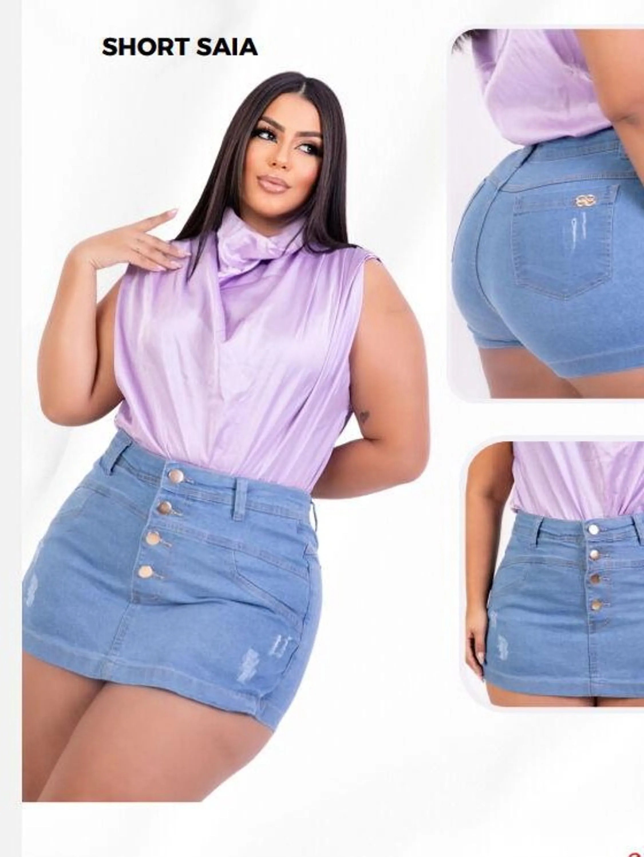 Shorts Saia Plus SIZE Jeans com laycra