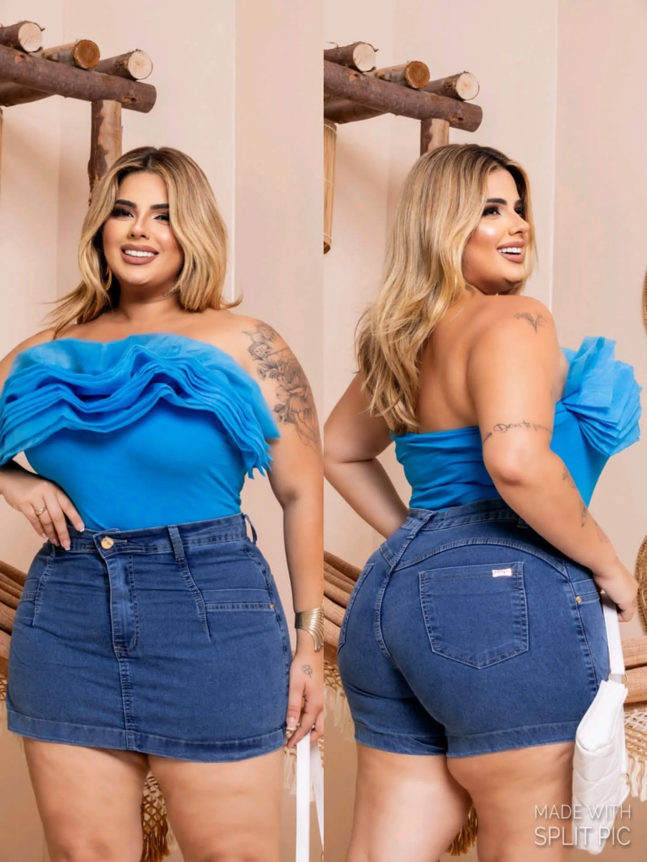 Shorts Saia PLUS SIZE Jeans com laycra