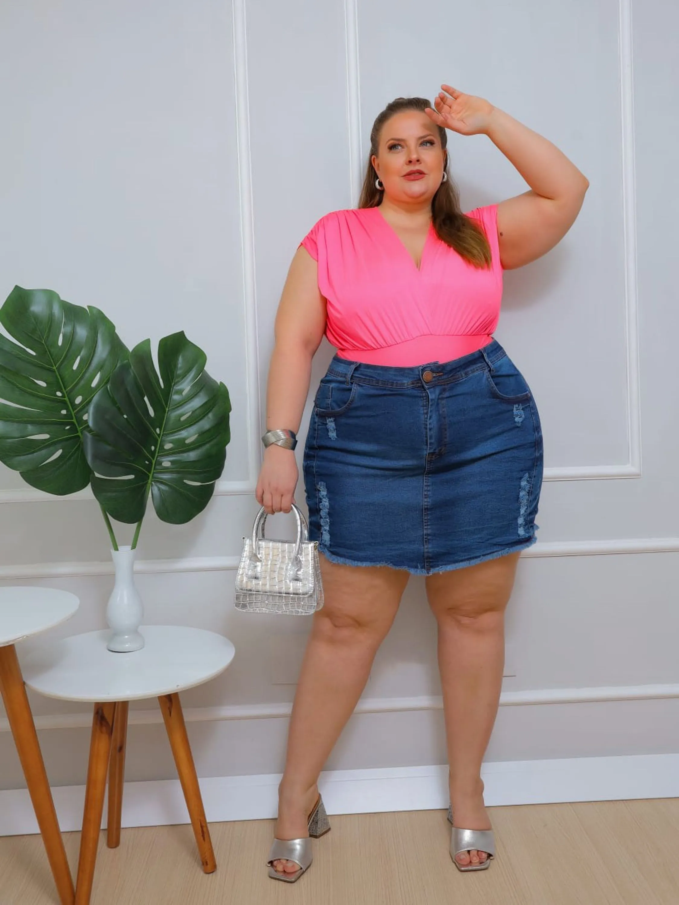 Short Saia Plus Size Com Lycra