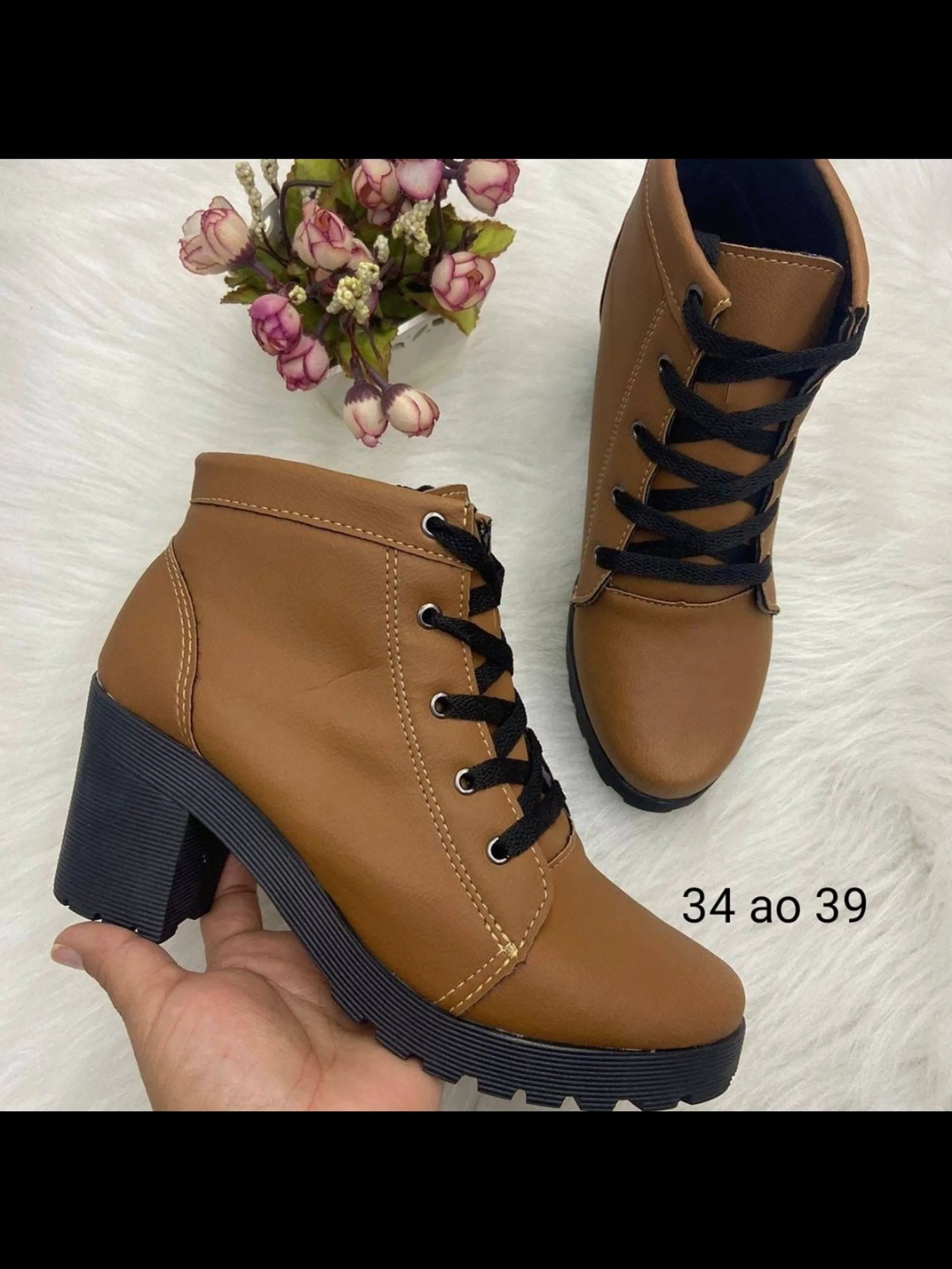 Promoção bota salto 5cm material couro ecológico