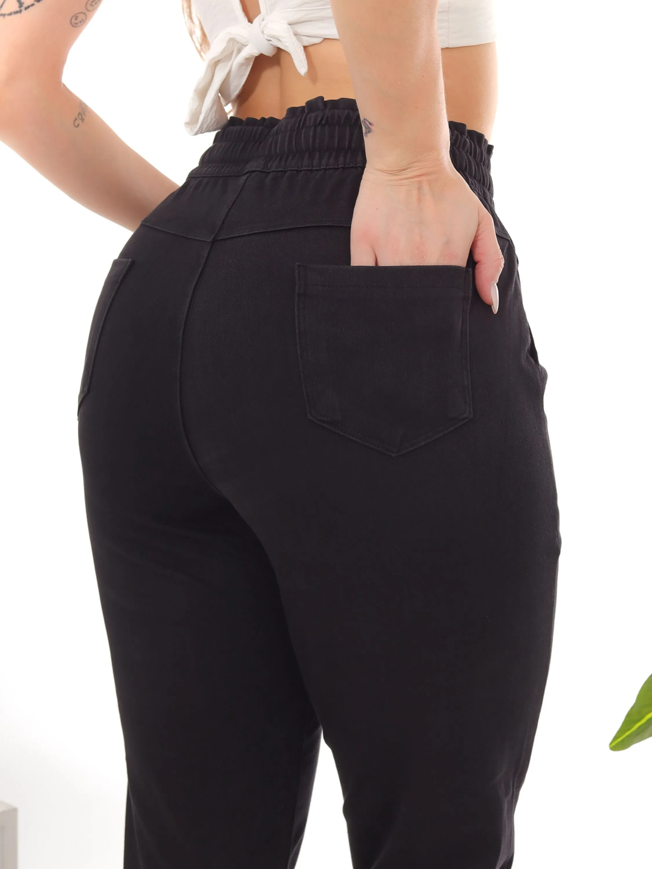 Calça joger de sarja com elastano C123