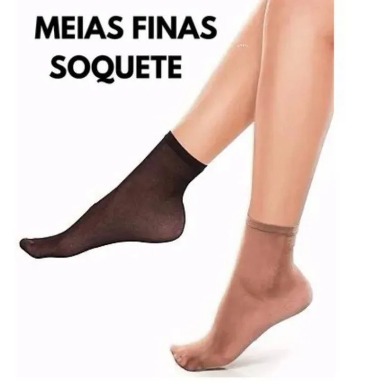 10 pares meia fina soquete adulto