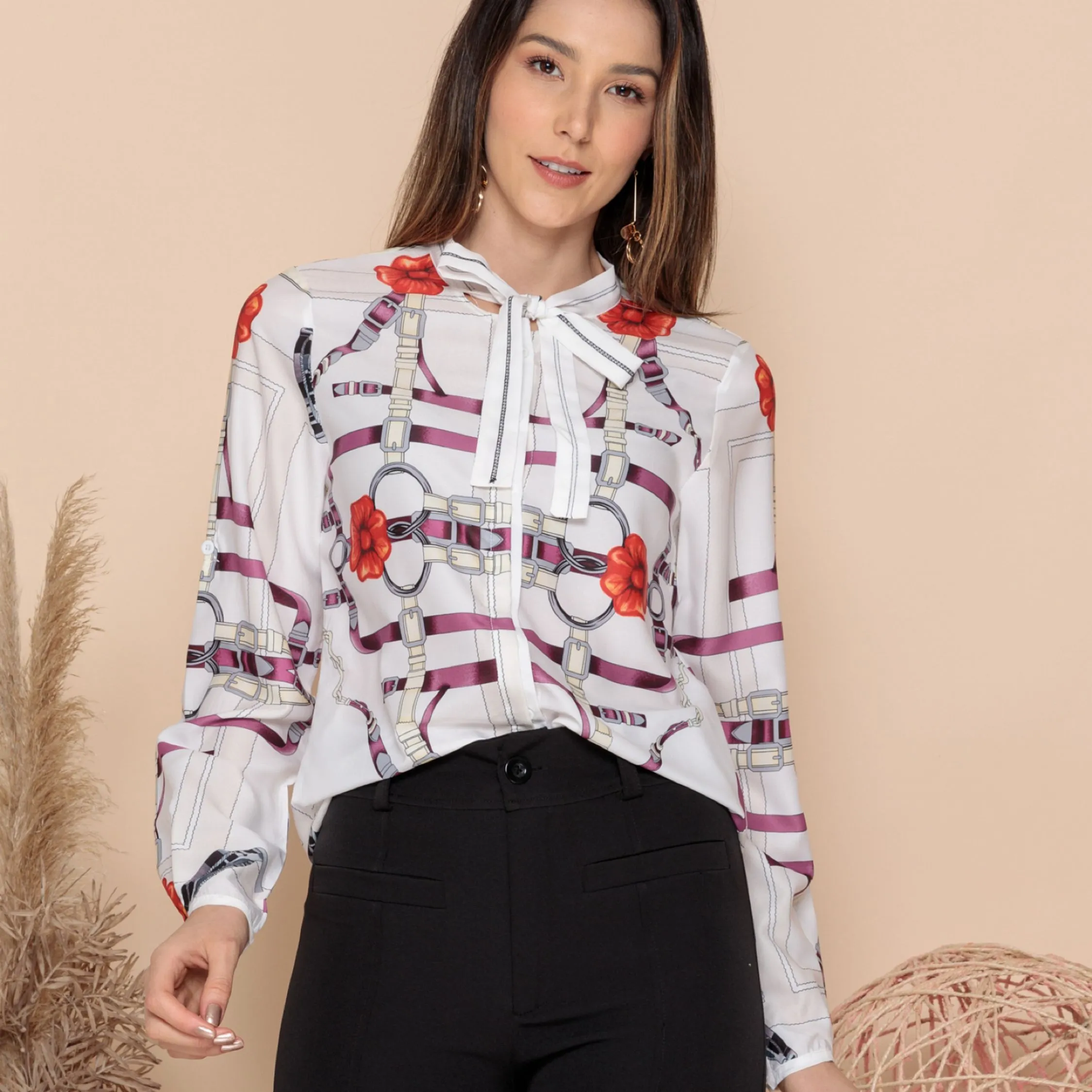 camisa feminina /camisa manga longa/ camisa estampada/ camisa de botao/MY090#