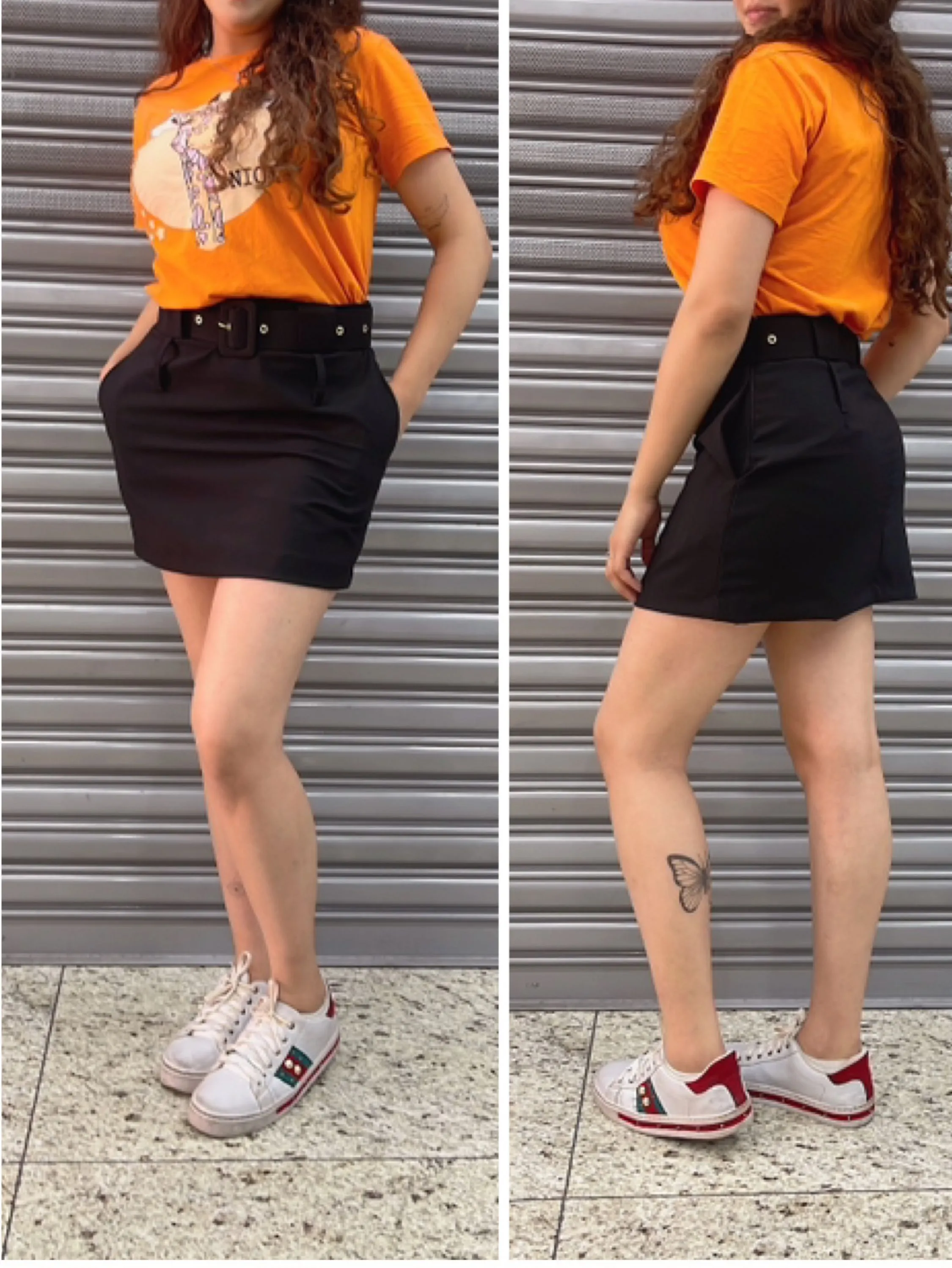 Short saia com cinto forrado feminina mimius moda