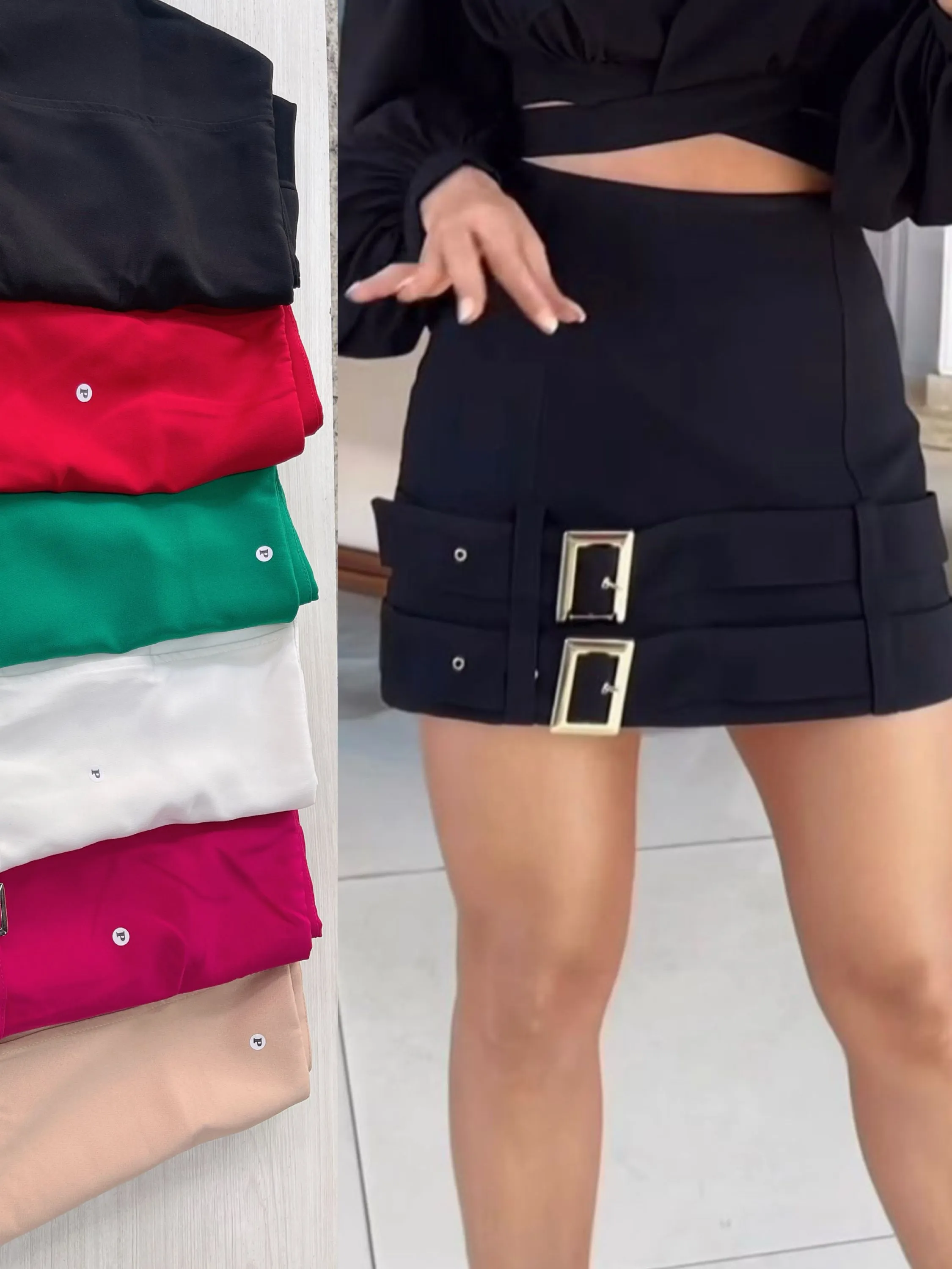 Shorts saia alfaiataria feminina mimius moda