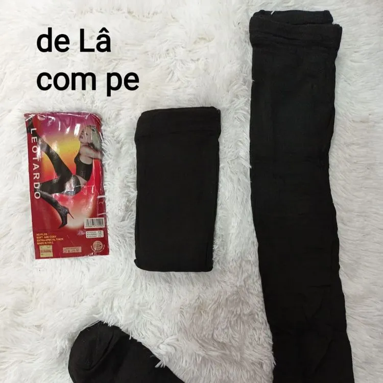 Meia calça de lã feminino adulto