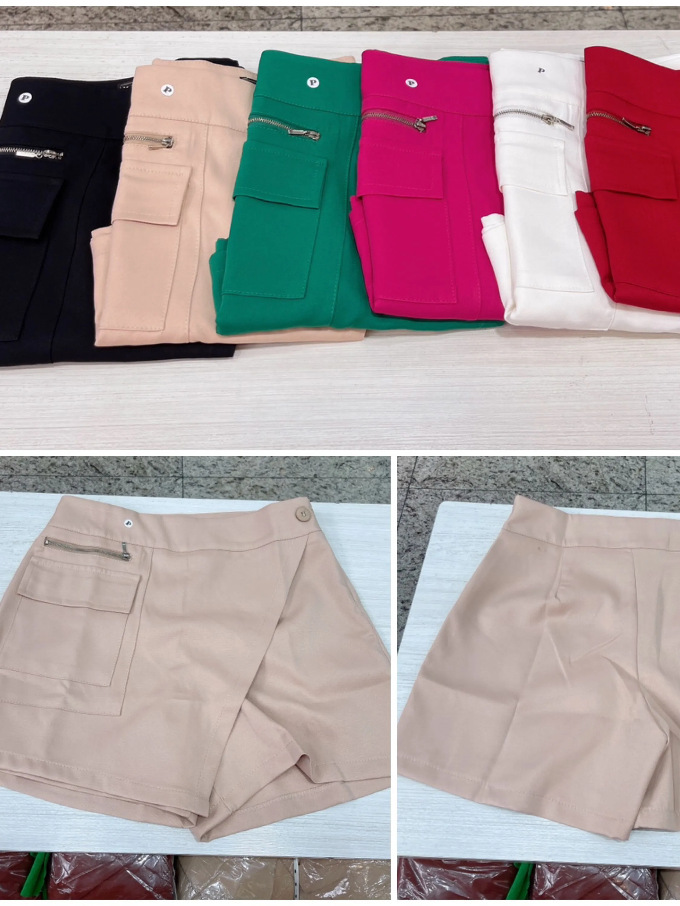 Shorts saia alfaiataria transpassada feminina mimius moda