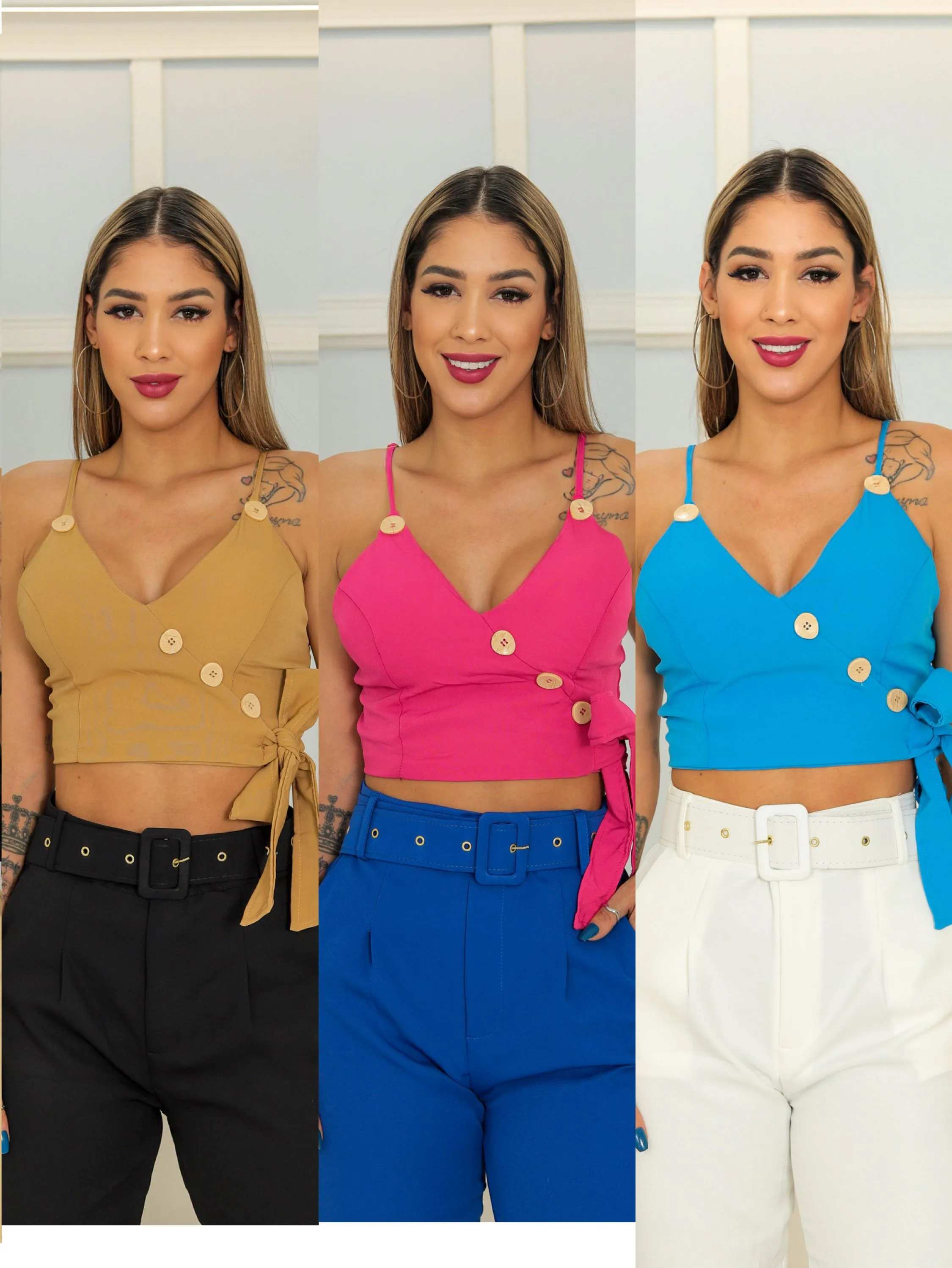 Cropped alfaiataria com bojo feminina mimius moda