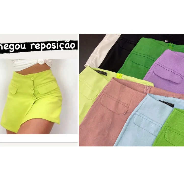 Shorts saia alfaiataria feminina mimius moda