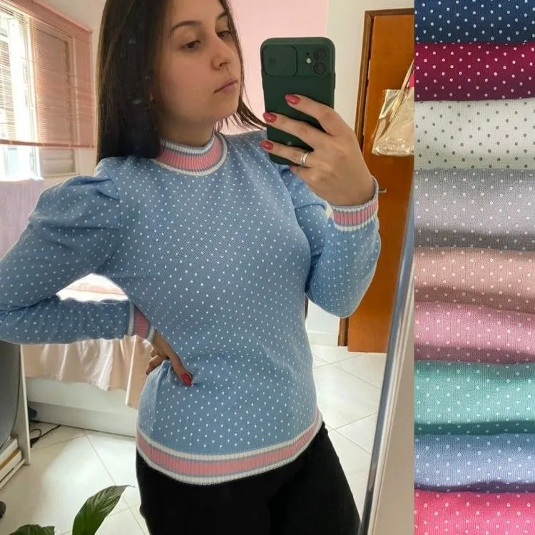 Blusa tricot Poá