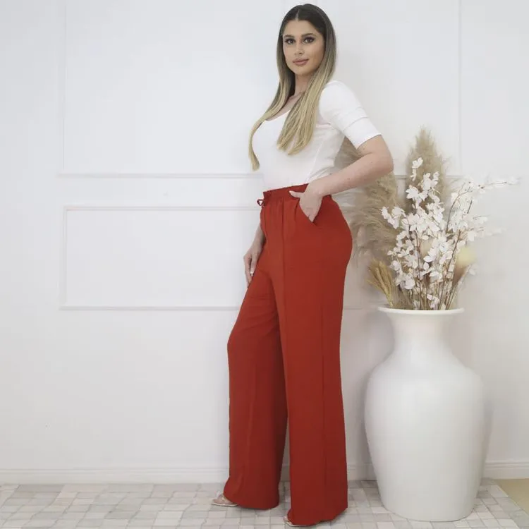 Calça pantalona duna forrada moda