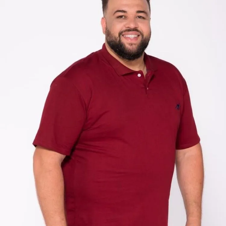 Polo bordada plus size masculina