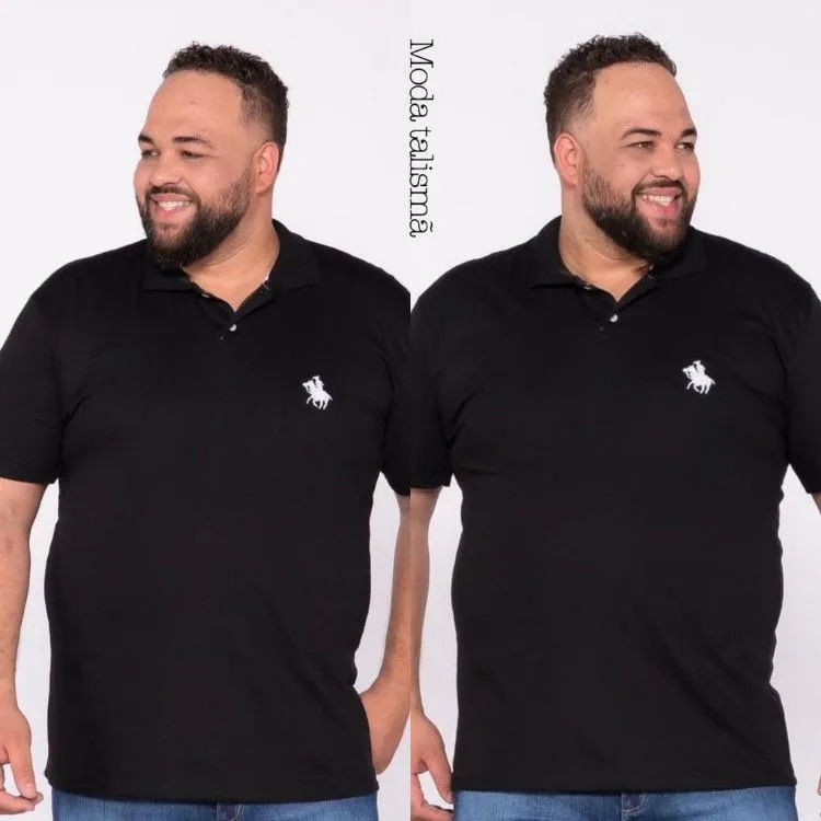 Polo bordada plus size masculina