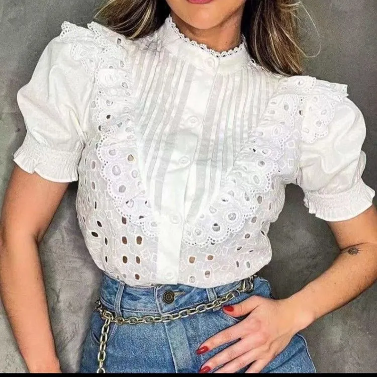 Camisa manga curta moda feminina isa