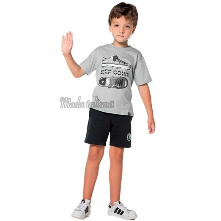 Camiseta manga curta gola redonda estampada infantil