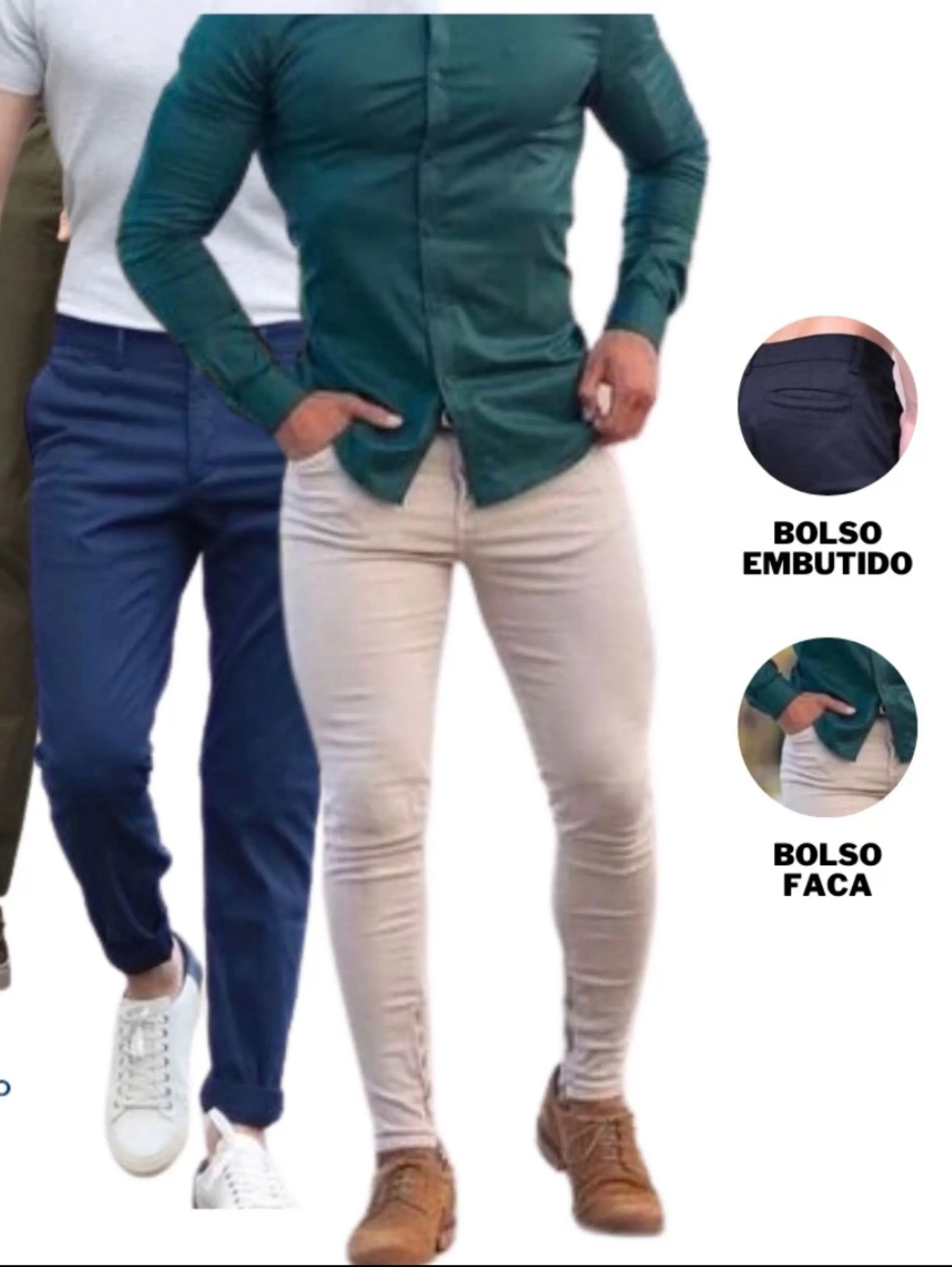 Calça esporte fino bolso faca