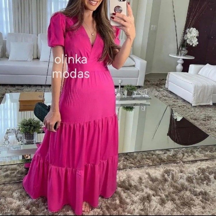 Vestido manga princesa com forró